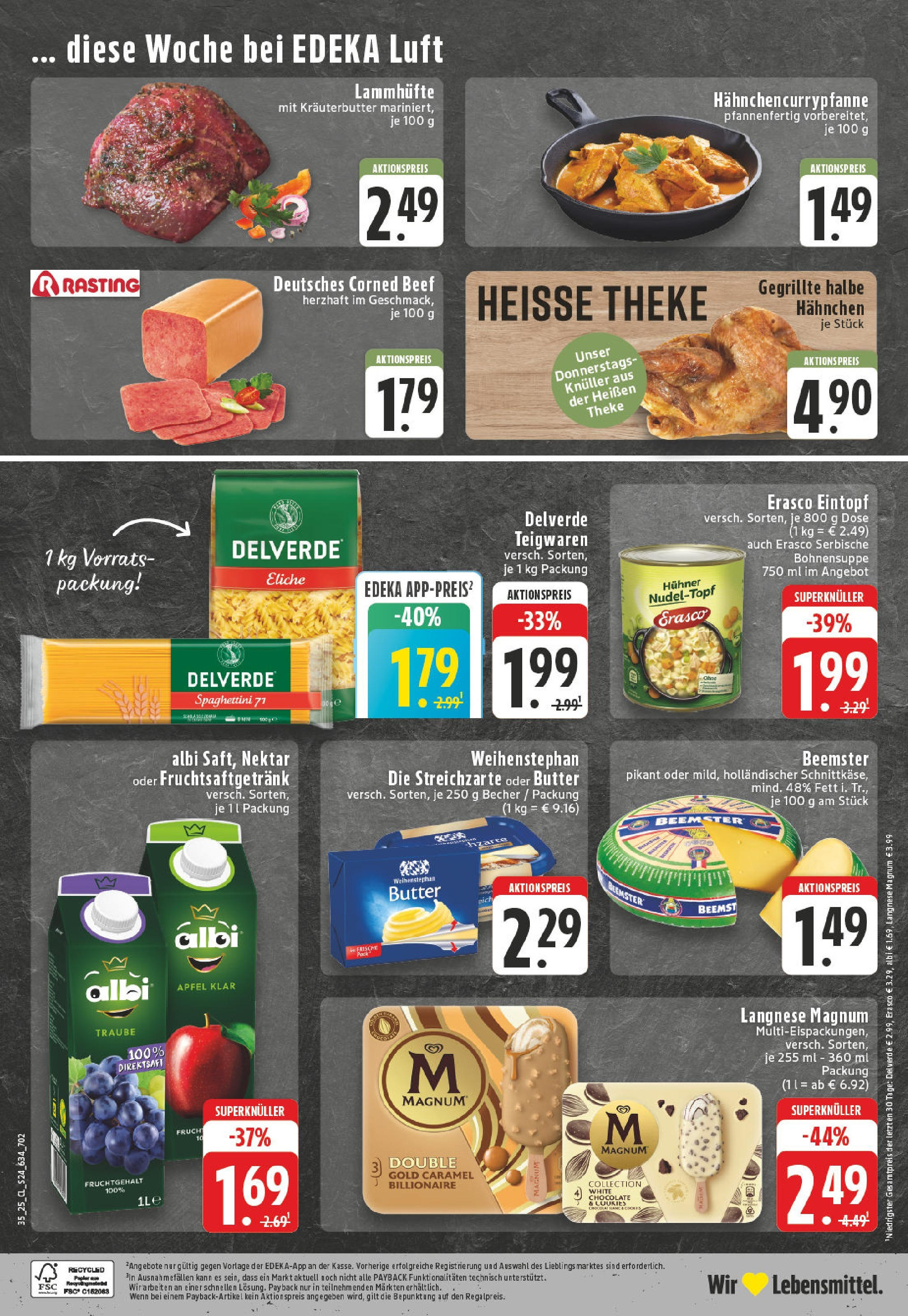 Edeka prospekt Rheinberg - Borth (ab 24.08.2025) » Angebote Online | Seite: 24 | Produkte: Butter, Theke, Weihenstephan butter, Erasco Edeka prospekt Rheinberg - Borth (ab 24.08.2025) » Angebote Online | Seite: 24 | Produkte: Butter, Theke, Weihenstephan butter, Erasco