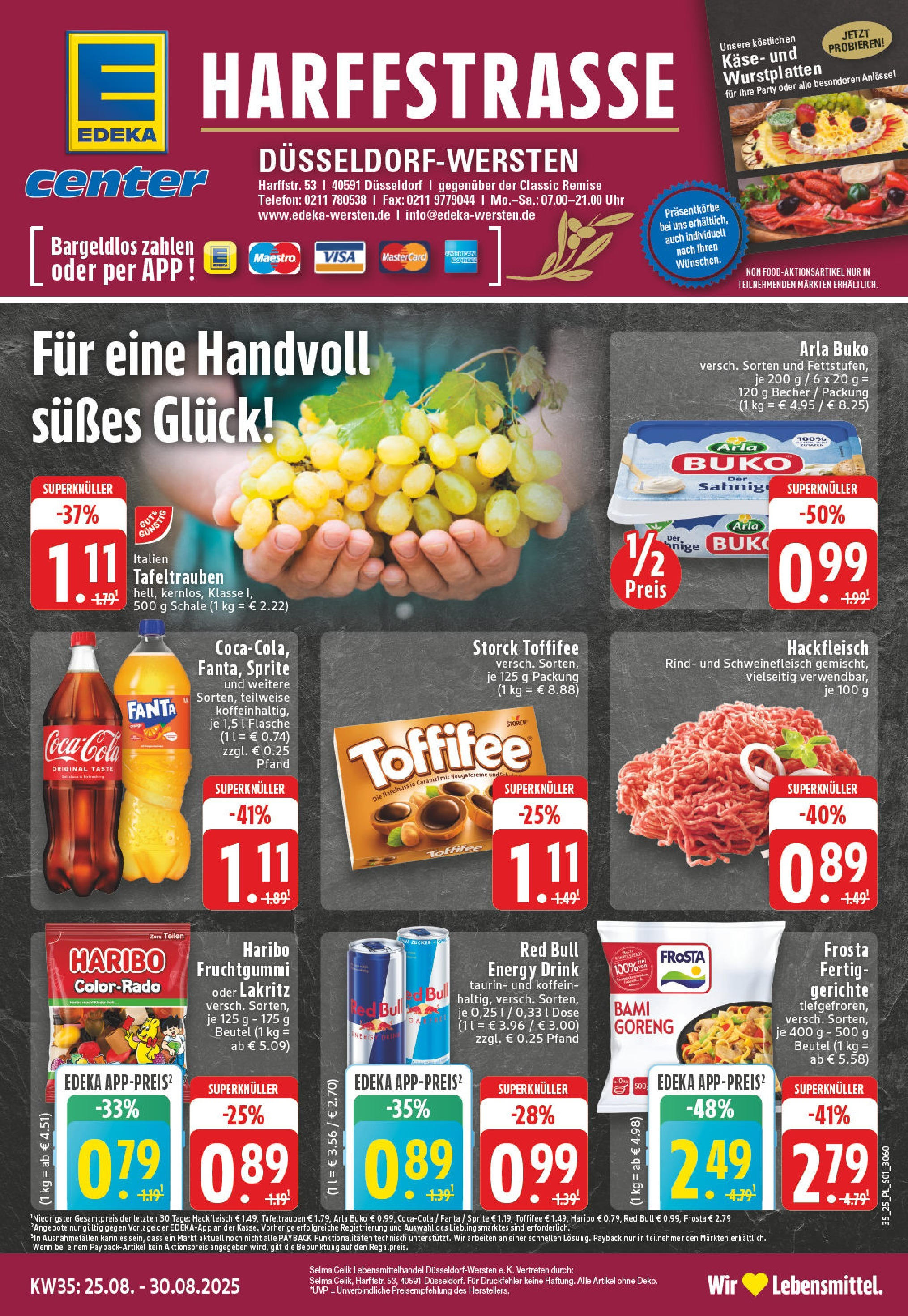 Edeka prospekt Düsseldorf (ab 24.08.2025) » Angebote Online | Seite: 1 | Produkte: Käse, Frosta, Arla buko, Hackfleisch Edeka prospekt Düsseldorf (ab 24.08.2025) » Angebote Online | Seite: 1 | Produkte: Käse, Frosta, Arla buko, Hackfleisch