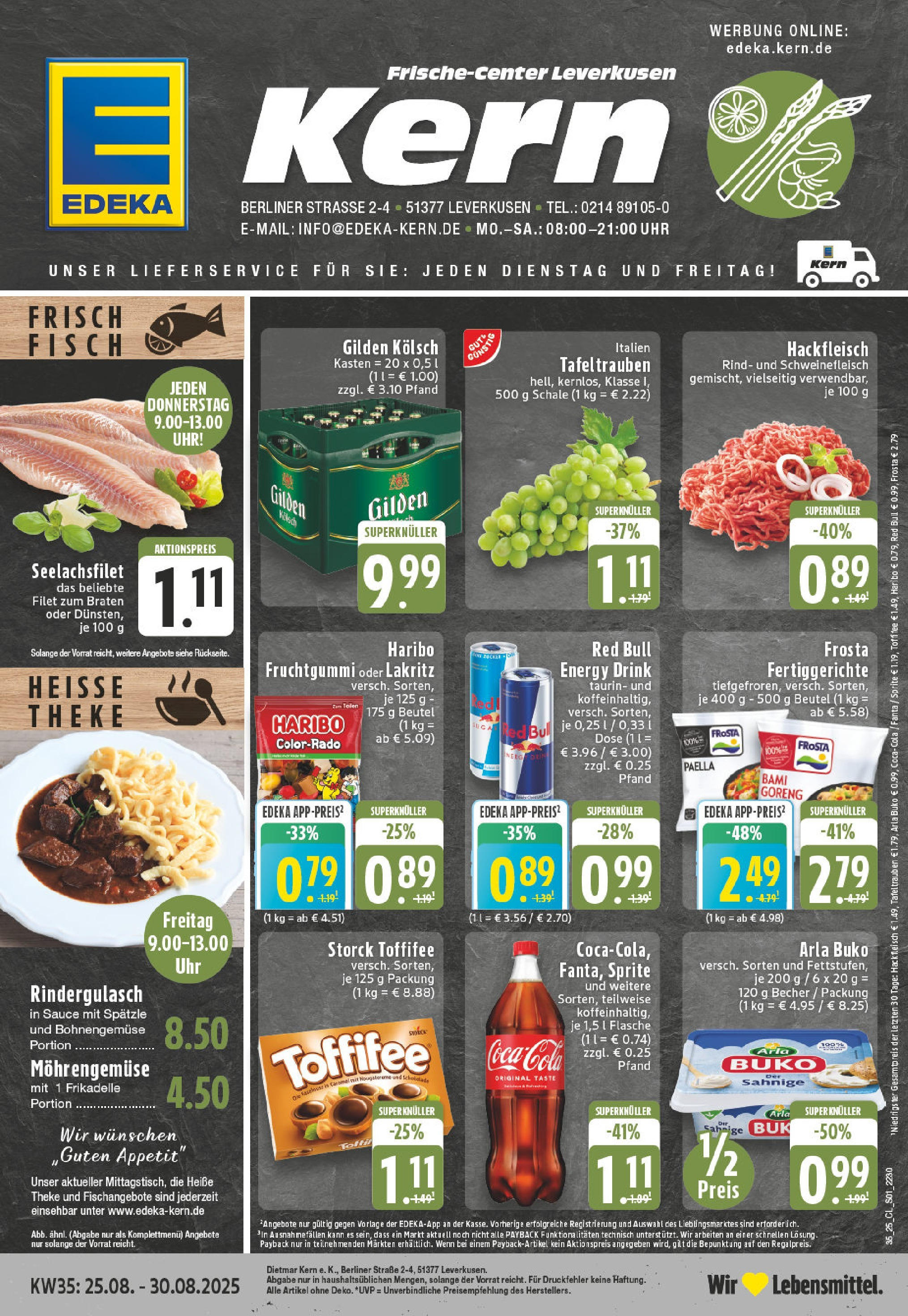 Edeka prospekt Leverkusen (ab 24.08.2025) » Angebote Online | Seite: 1 | Produkte: Berliner, Coca cola, Energy, Arla buko Edeka prospekt Leverkusen (ab 24.08.2025) » Angebote Online | Seite: 1 | Produkte: Berliner, Coca cola, Energy, Arla buko