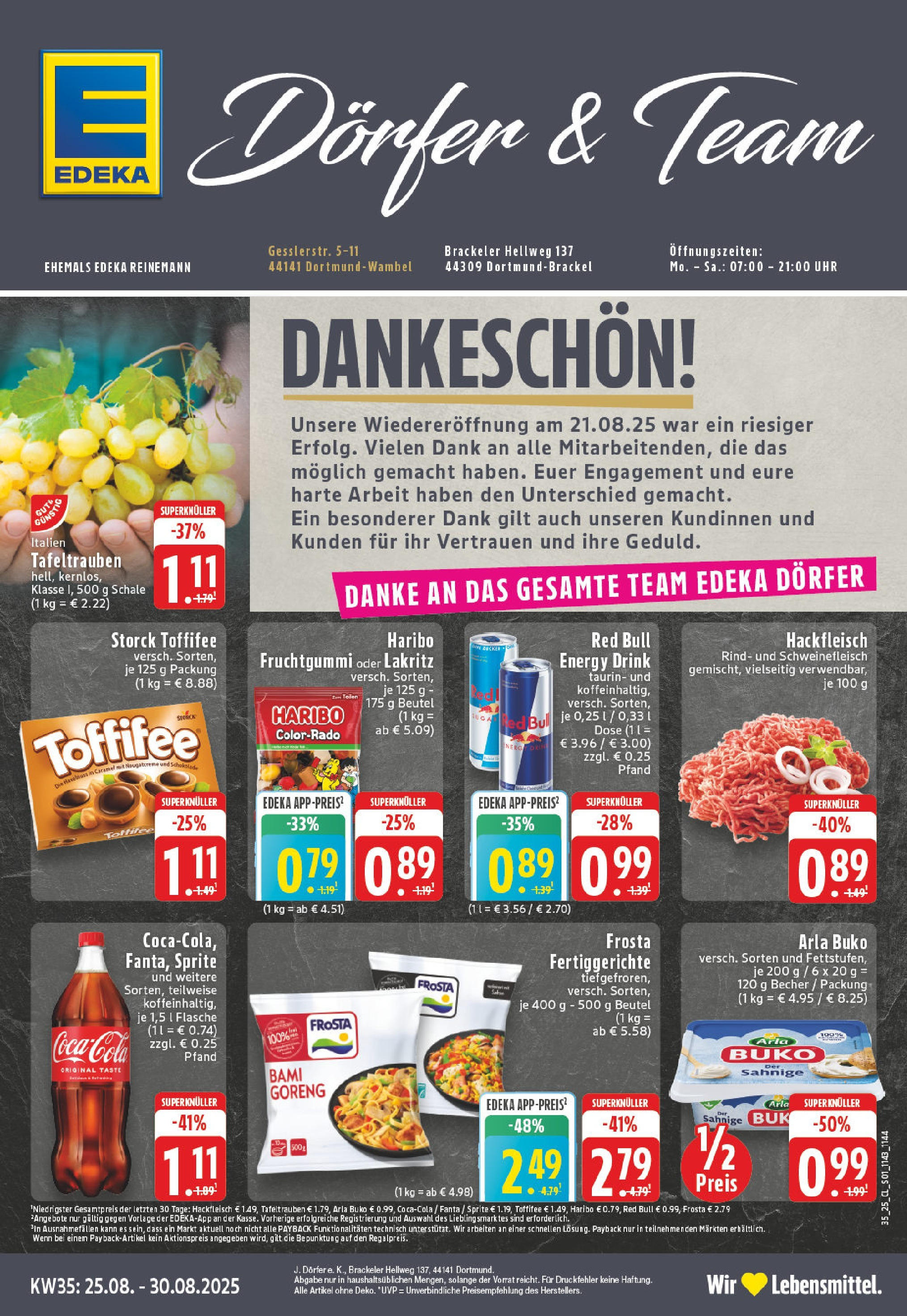 Edeka prospekt Dortmund-Wambel	 (ab 24.08.2025) » Angebote Online | Seite: 1 | Produkte: Haribo, Energy, Schokolade, Uhr