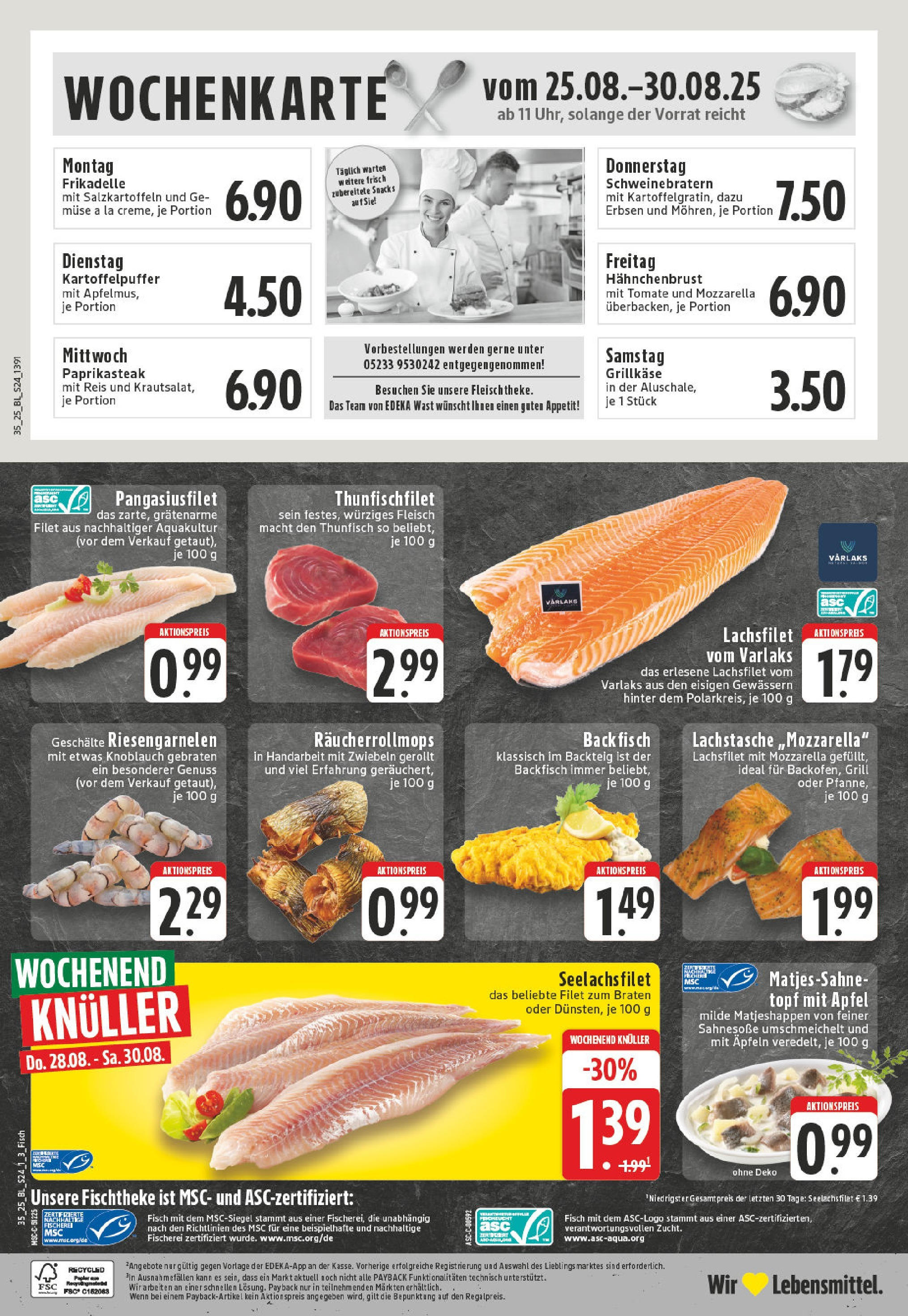 Edeka prospekt Steinheim (ab 24.08.2025) » Angebote Online | Seite: 24 | Produkte: Grill, Fisch, Gemüse, Erbsen Edeka prospekt Steinheim (ab 24.08.2025) » Angebote Online | Seite: 24 | Produkte: Grill, Fisch, Gemüse, Erbsen