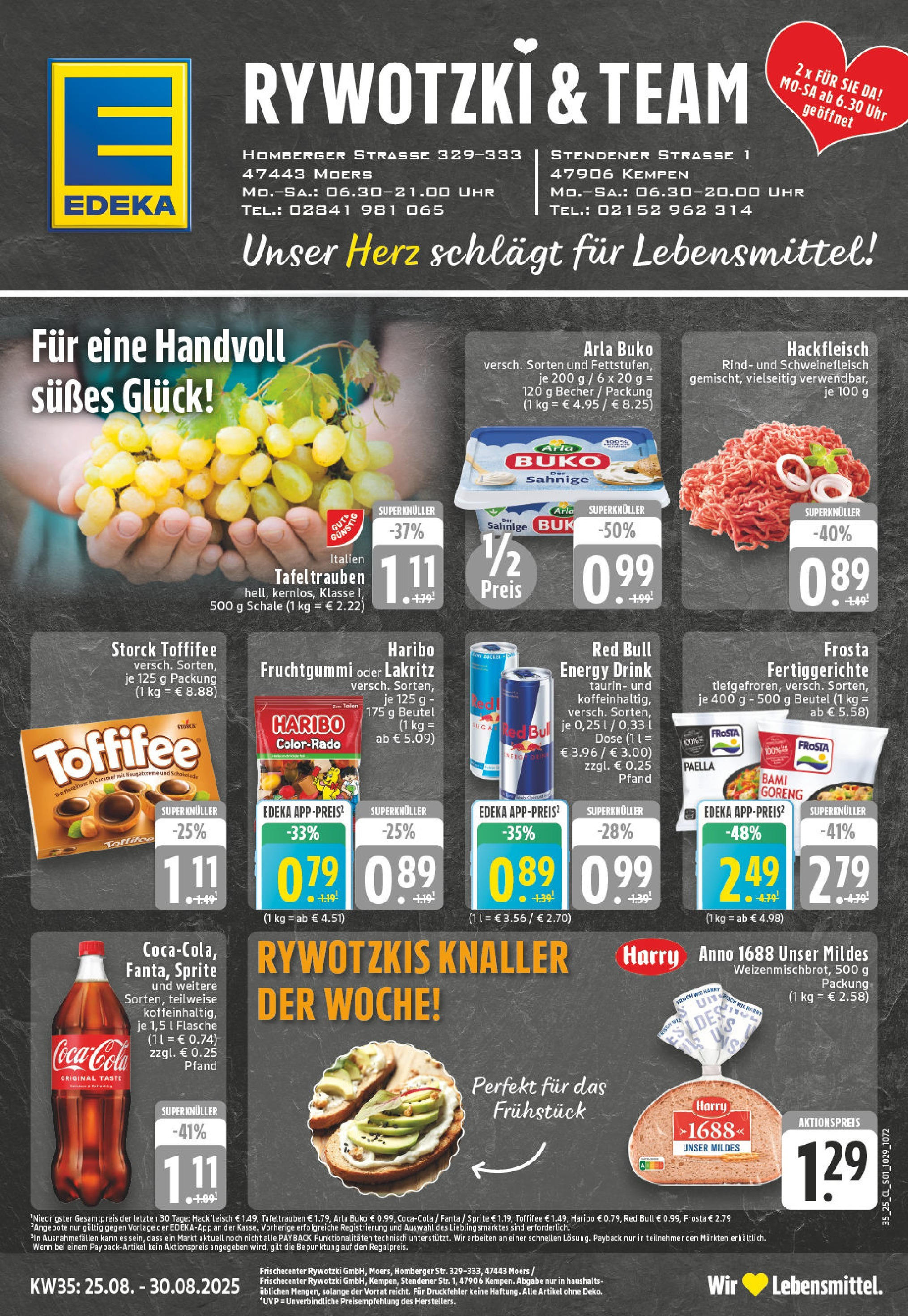 Edeka prospekt Moers (ab 24.08.2025) » Angebote Online | Seite: 1 | Produkte: Haribo, Frosta, Fertiggerichte, Toffifee Edeka prospekt Moers (ab 24.08.2025) » Angebote Online | Seite: 1 | Produkte: Haribo, Frosta, Fertiggerichte, Toffifee