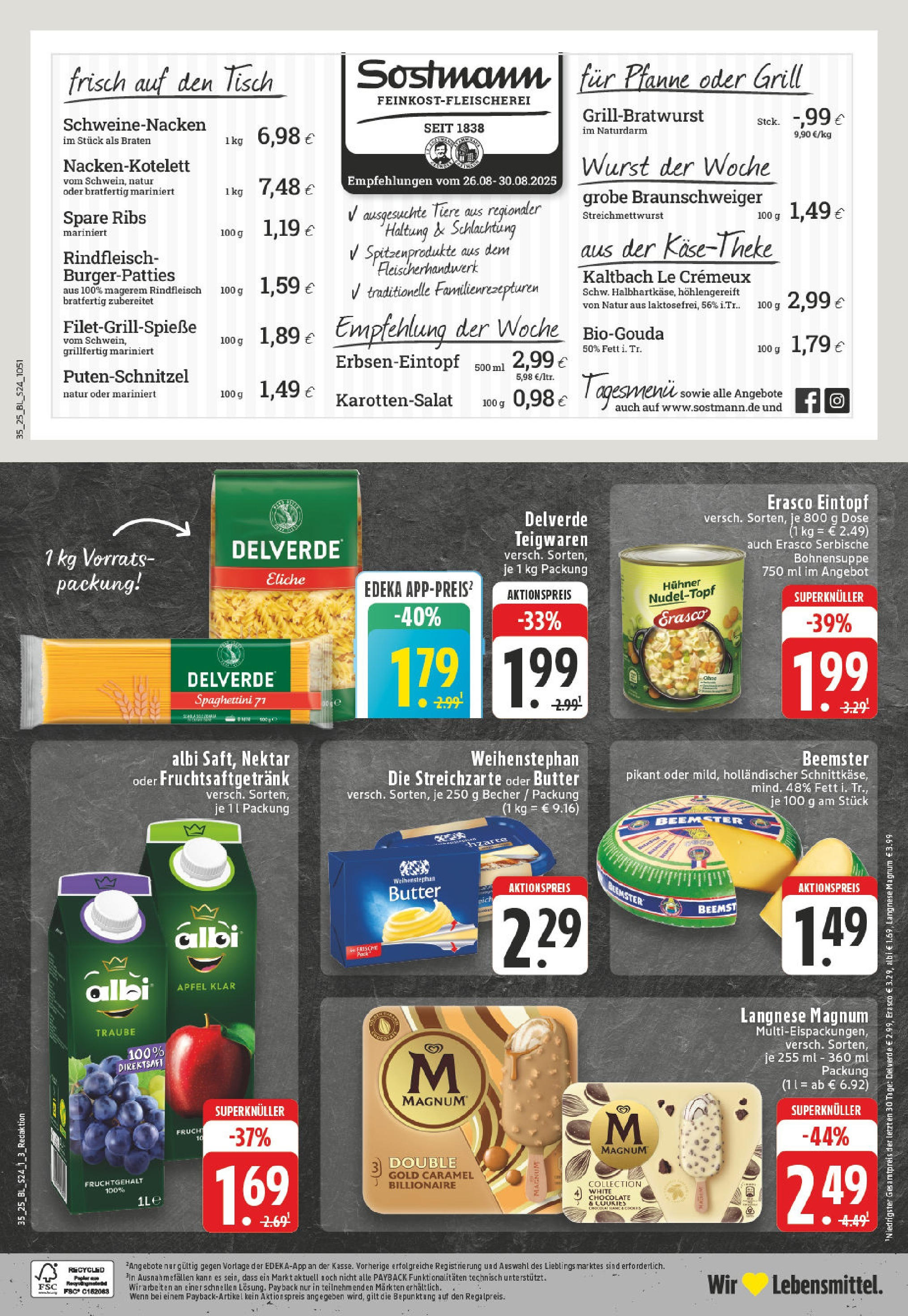 Edeka prospekt Lienen (ab 24.08.2025) » Angebote Online | Seite: 24 | Produkte: Butter, Spare ribs, Äpfel, Erasco Edeka prospekt Lienen (ab 24.08.2025) » Angebote Online | Seite: 24 | Produkte: Butter, Spare ribs, Äpfel, Erasco