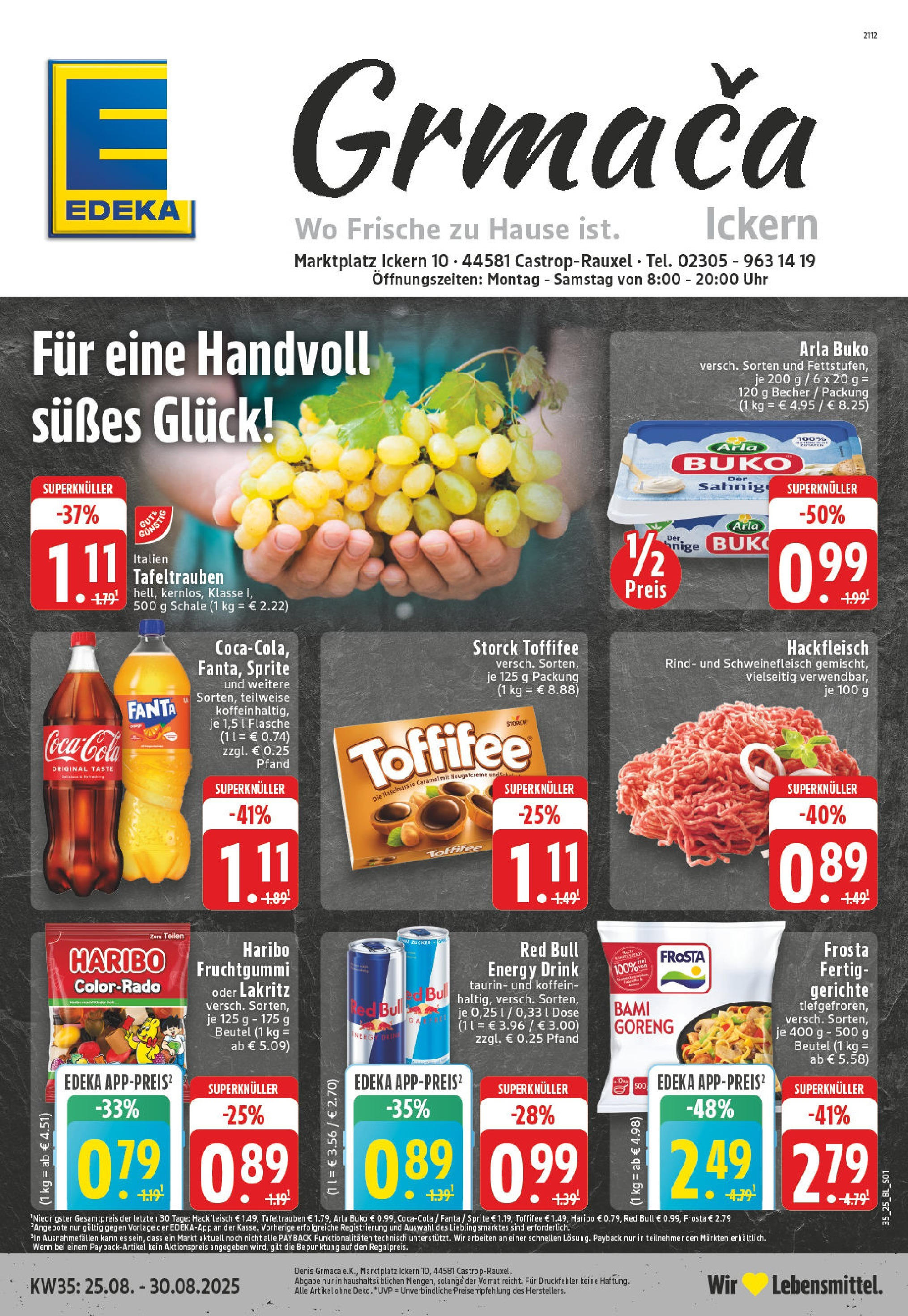 Edeka prospekt Castrop-Rauxel (ab 24.08.2025) » Angebote Online | Seite: 1 | Produkte: Red bull, Sprite, Energy, Toffifee Edeka prospekt Castrop-Rauxel (ab 24.08.2025) » Angebote Online | Seite: 1 | Produkte: Red bull, Sprite, Energy, Toffifee