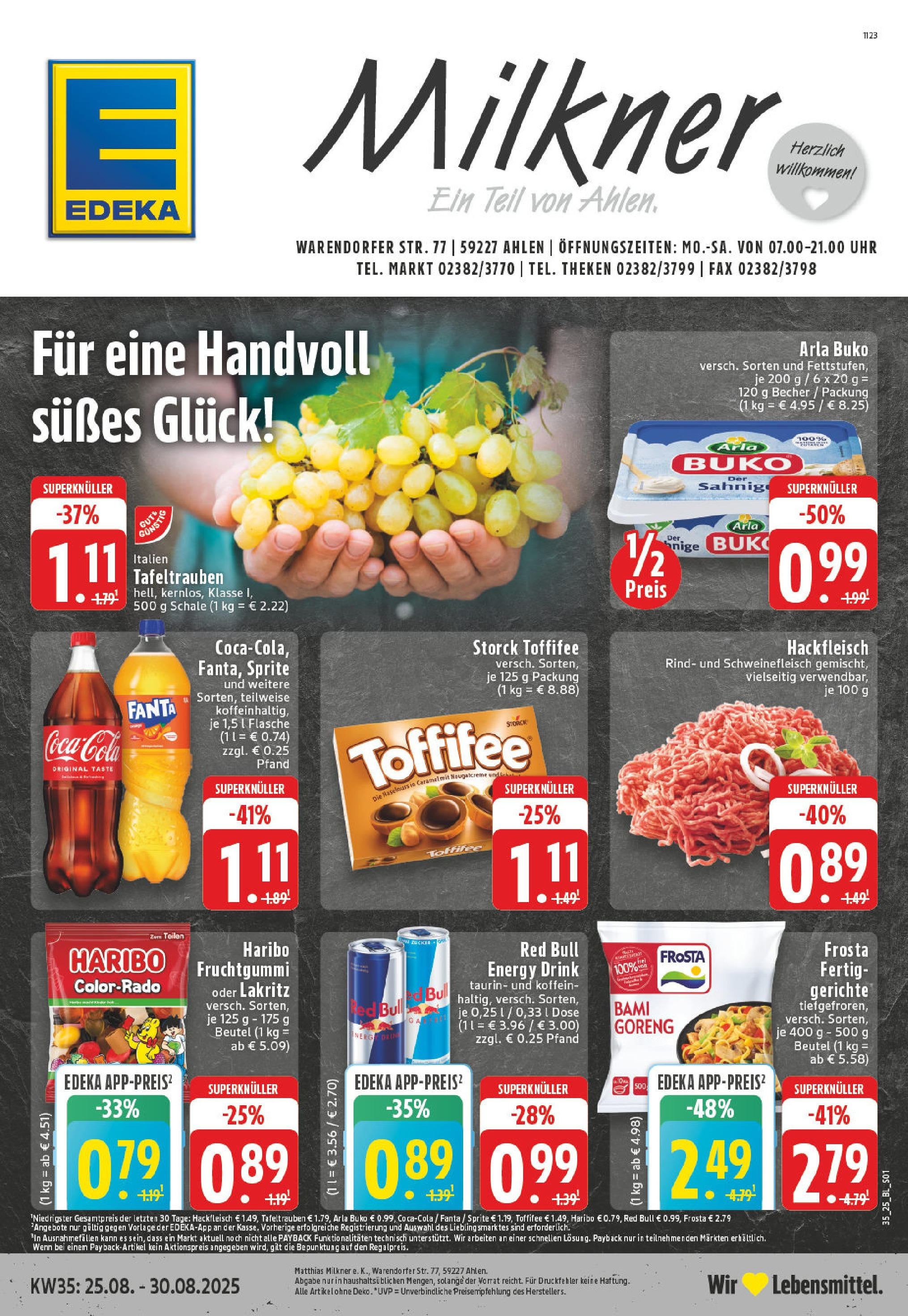Edeka prospekt Ahlen (ab 24.08.2025) » Angebote Online | Seite: 1 | Produkte: Coca cola, Fanta, Sprite, Schweinefleisch Edeka prospekt Ahlen (ab 24.08.2025) » Angebote Online | Seite: 1 | Produkte: Coca cola, Fanta, Sprite, Schweinefleisch