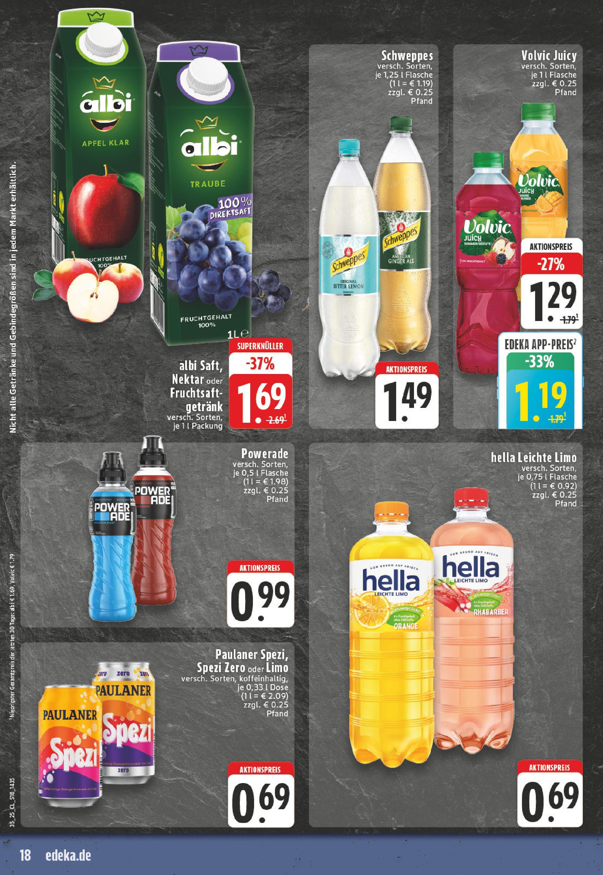 Edeka prospekt Lennestadt (ab 24.08.2025) » Angebote Online | Seite: 18 | Produkte: Paulaner spezi, Hella, Powerade, Paulaner Edeka prospekt Lennestadt (ab 24.08.2025) » Angebote Online | Seite: 18 | Produkte: Paulaner spezi, Hella, Powerade, Paulaner