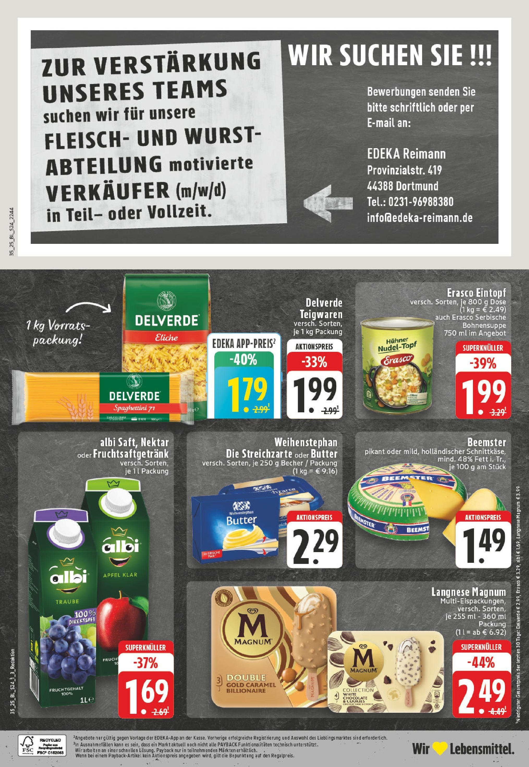 Edeka prospekt Dortmund (ab 24.08.2025) » Angebote Online | Seite: 24 | Produkte: Äpfel, Wurst, Pasta, Erasco Edeka prospekt Dortmund (ab 24.08.2025) » Angebote Online | Seite: 24 | Produkte: Äpfel, Wurst, Pasta, Erasco