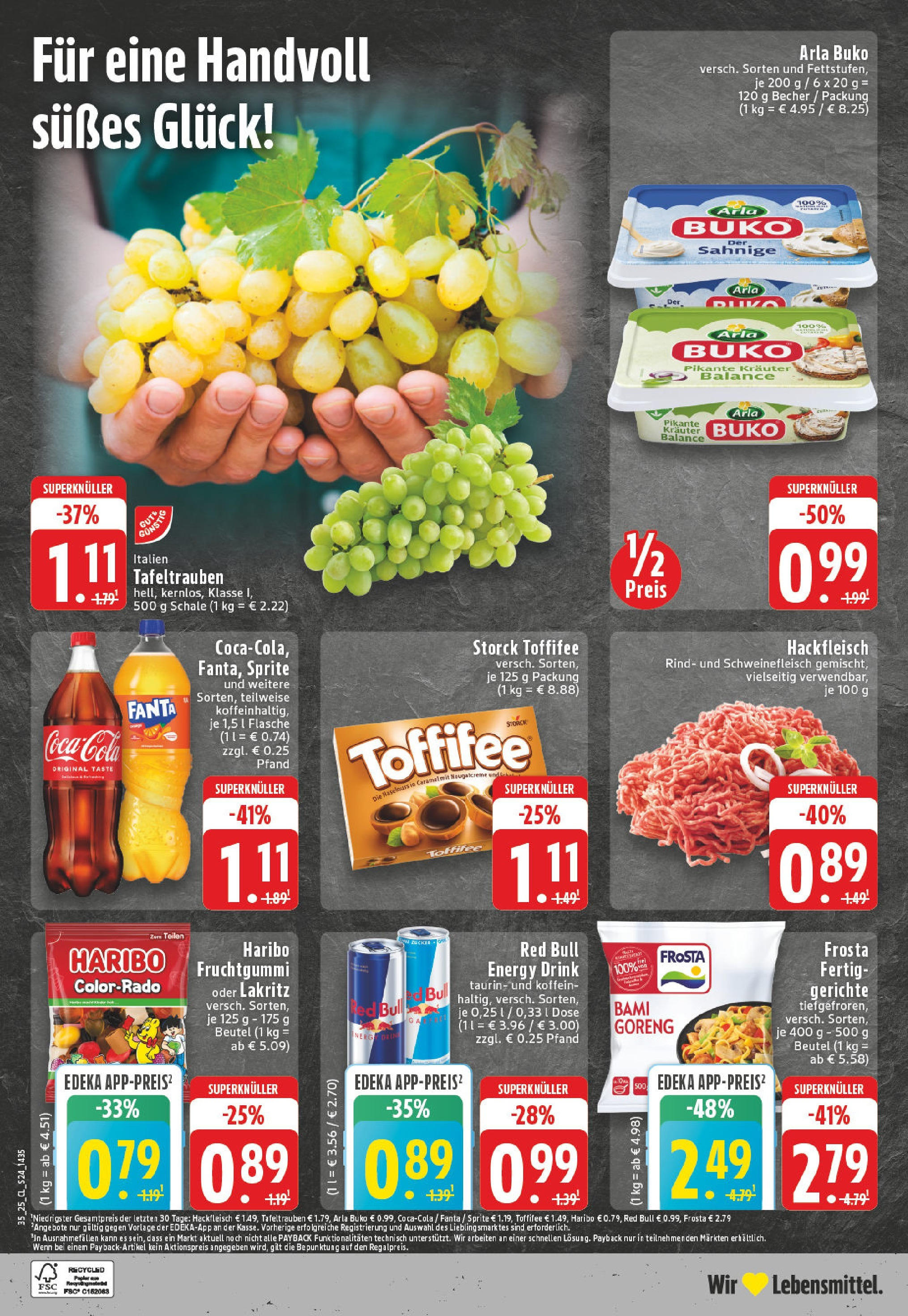 Edeka prospekt Lennestadt (ab 24.08.2025) » Angebote Online | Seite: 24 | Produkte: Red bull, Fanta, Frosta, Arla buko Edeka prospekt Lennestadt (ab 24.08.2025) » Angebote Online | Seite: 24 | Produkte: Red bull, Fanta, Frosta, Arla buko