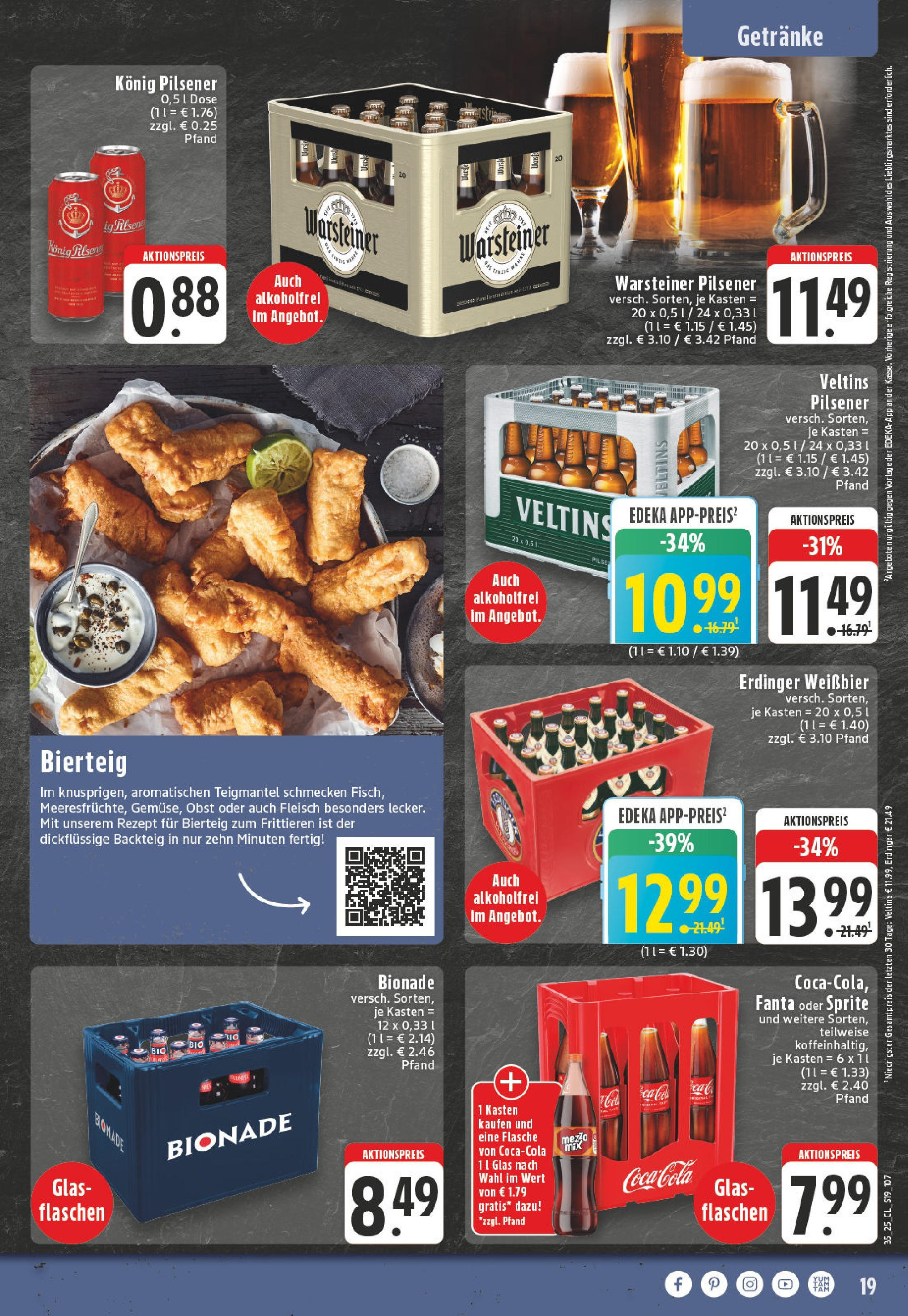 Edeka prospekt Würselen (ab 24.08.2025) » Angebote Online | Seite: 19 | Produkte: Fanta, Konig pilsener, Warsteiner, Veltins Edeka prospekt Würselen (ab 24.08.2025) » Angebote Online | Seite: 19 | Produkte: Fanta, Konig pilsener, Warsteiner, Veltins