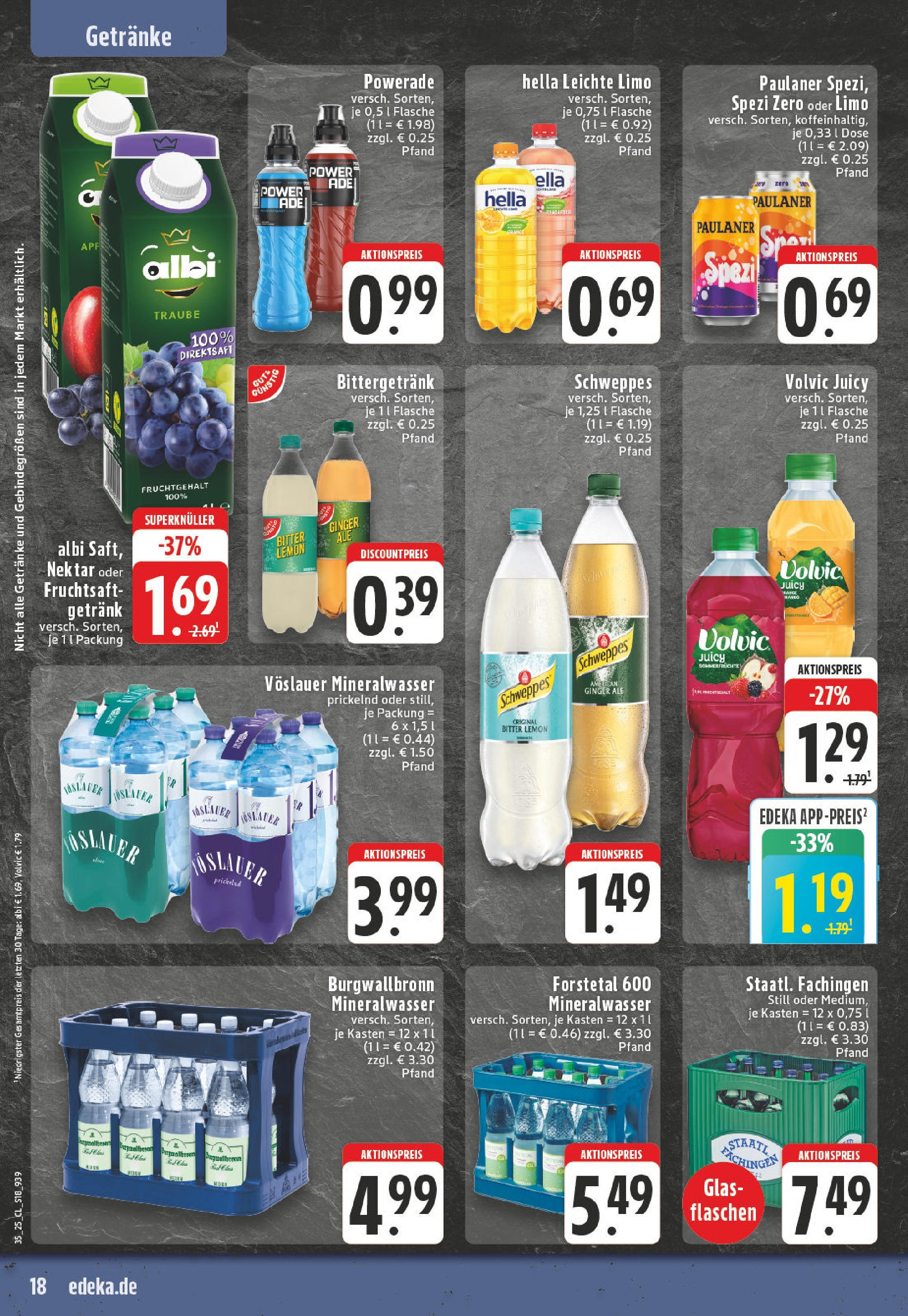 Edeka prospekt Iserlohn (ab 24.08.2025) » Angebote Online | Seite: 18 | Produkte: Mineralwasser, Hella, Powerade, Paulaner Edeka prospekt Iserlohn (ab 24.08.2025) » Angebote Online | Seite: 18 | Produkte: Mineralwasser, Hella, Powerade, Paulaner