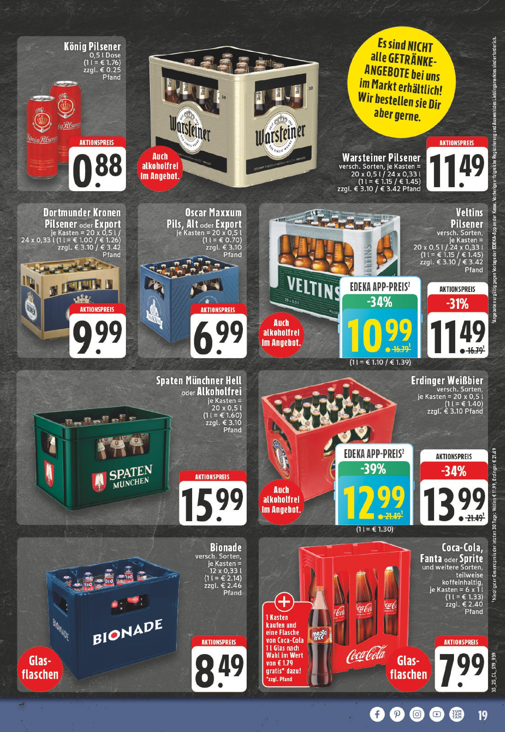 Edeka prospekt Iserlohn (ab 24.08.2025) » Angebote Online | Seite: 19 | Produkte: Fanta, Sprite, Erdinger, Veltins Edeka prospekt Iserlohn (ab 24.08.2025) » Angebote Online | Seite: 19 | Produkte: Fanta, Sprite, Erdinger, Veltins
