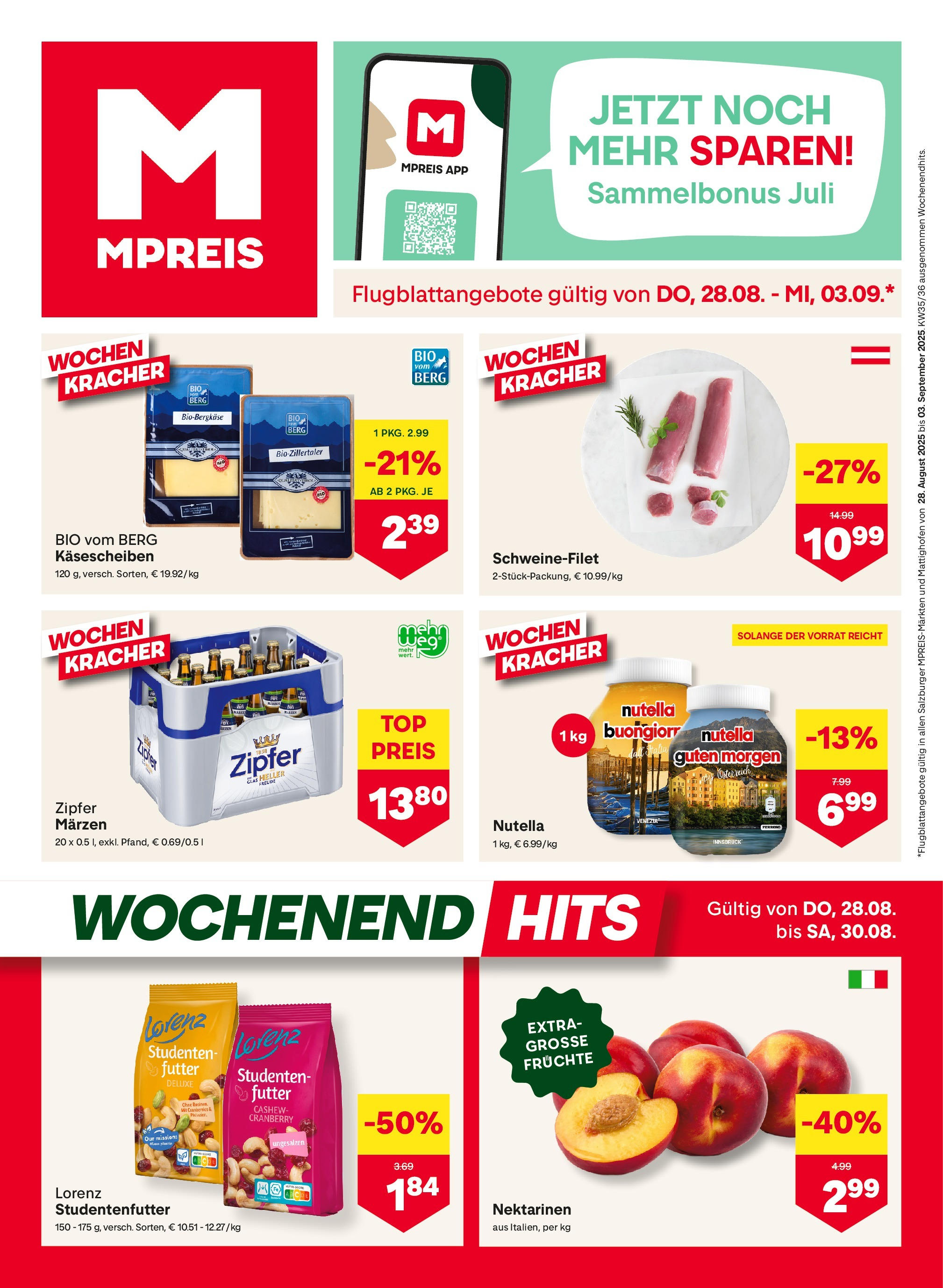 MPREIS Saalbach von 28.08.2025 - Aktuelle Angebote | Seite: 1