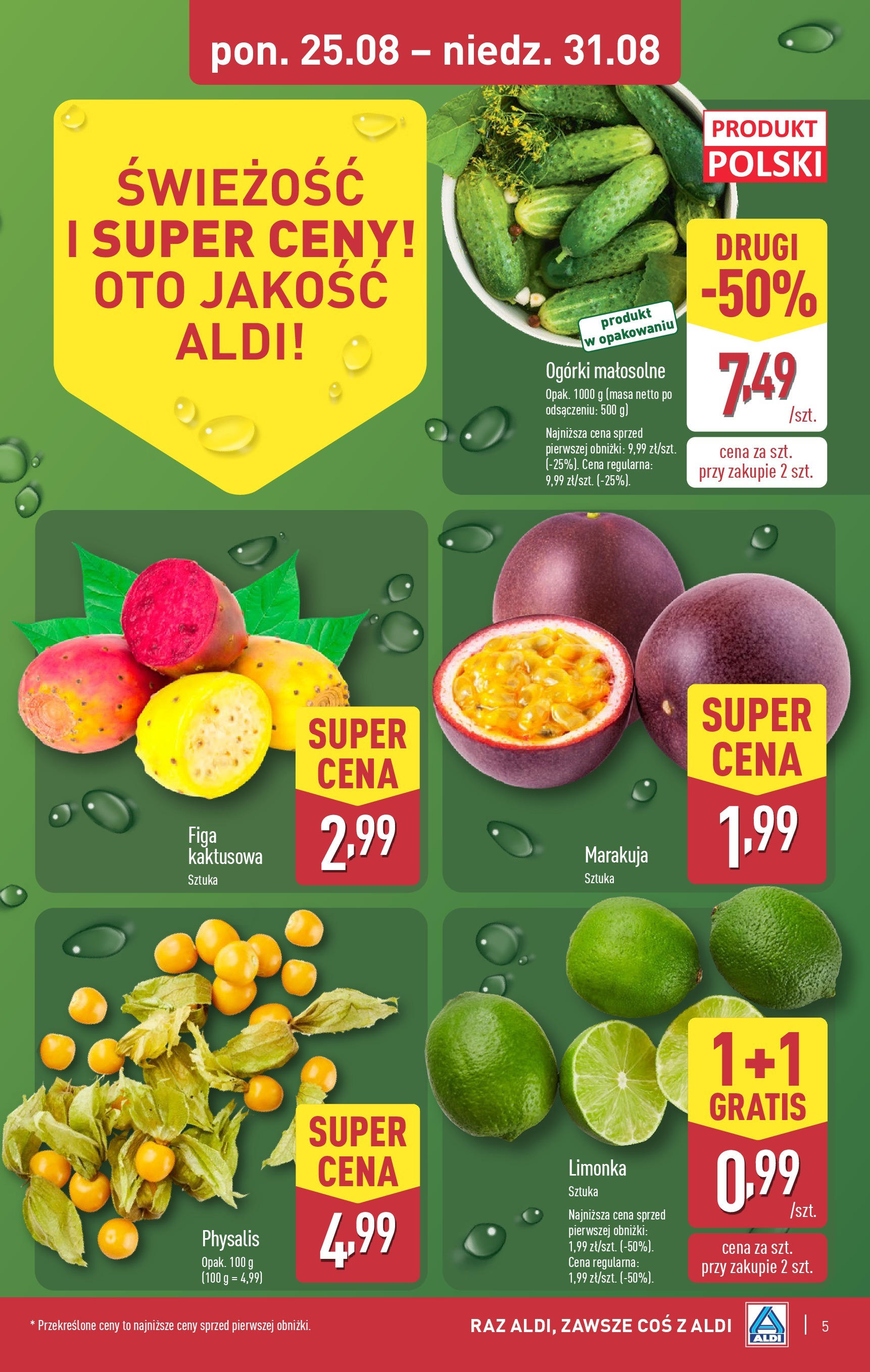 Aldi - Gazetka cała ALDI do 31.08 od 24.08.2025 | Nowa PDF gazetka | Strona: 5 | Produkty: Limonka, Ogórki Aldi - Gazetka cała ALDI do 31.08 od 24.08.2025 - Ulotka PDF, promocje | Strona: 5 | Produkty: Limonka, Ogórki