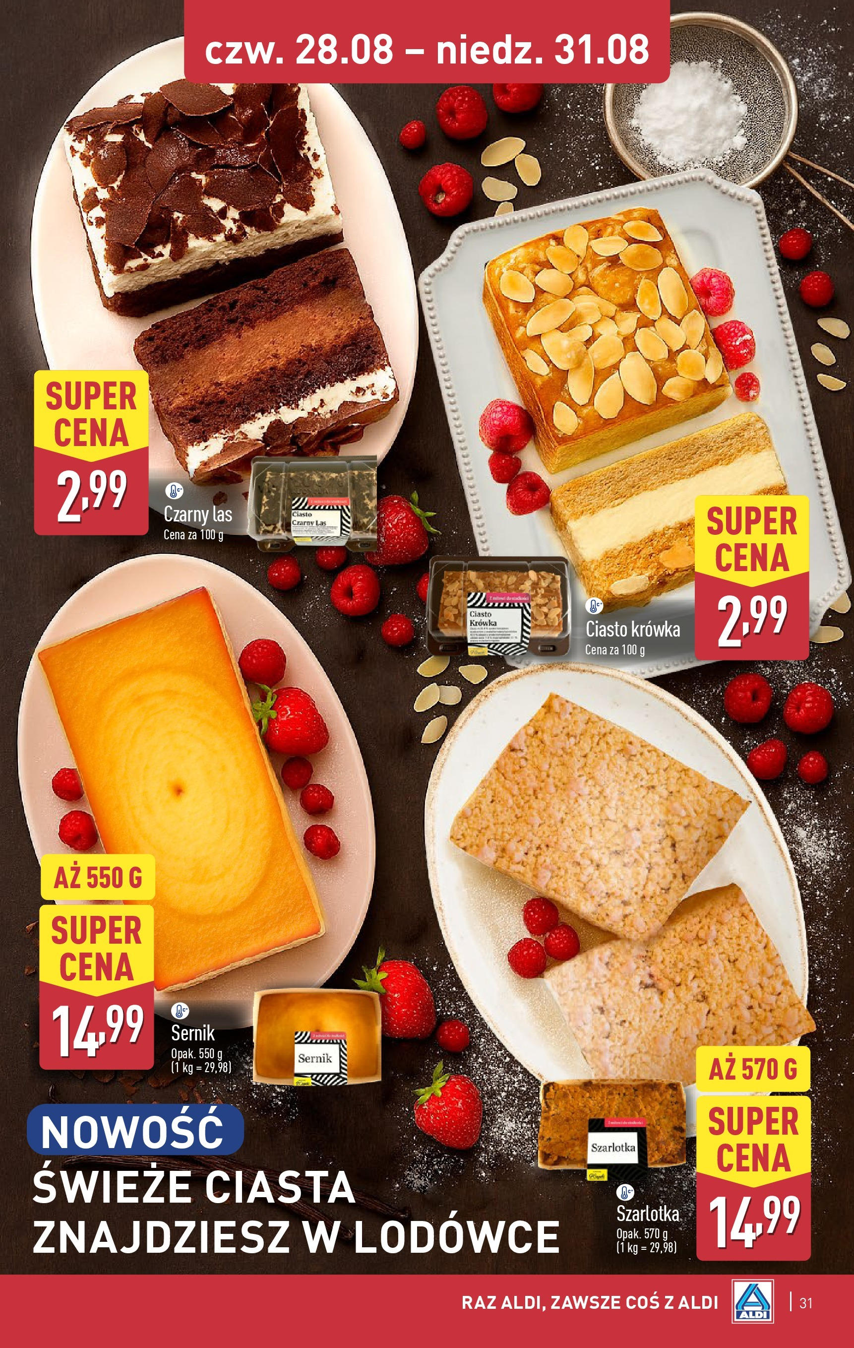 Aldi - Gazetka cała ALDI do 31.08 od 24.08.2025 | Nowa PDF gazetka | Strona: 31 | Produkty: Ciasto krówka, Ciasto, Krowka Aldi - Gazetka cała ALDI do 31.08 od 24.08.2025 - Ulotka PDF, promocje | Strona: 31 | Produkty: Ciasto krówka, Ciasto, Krowka