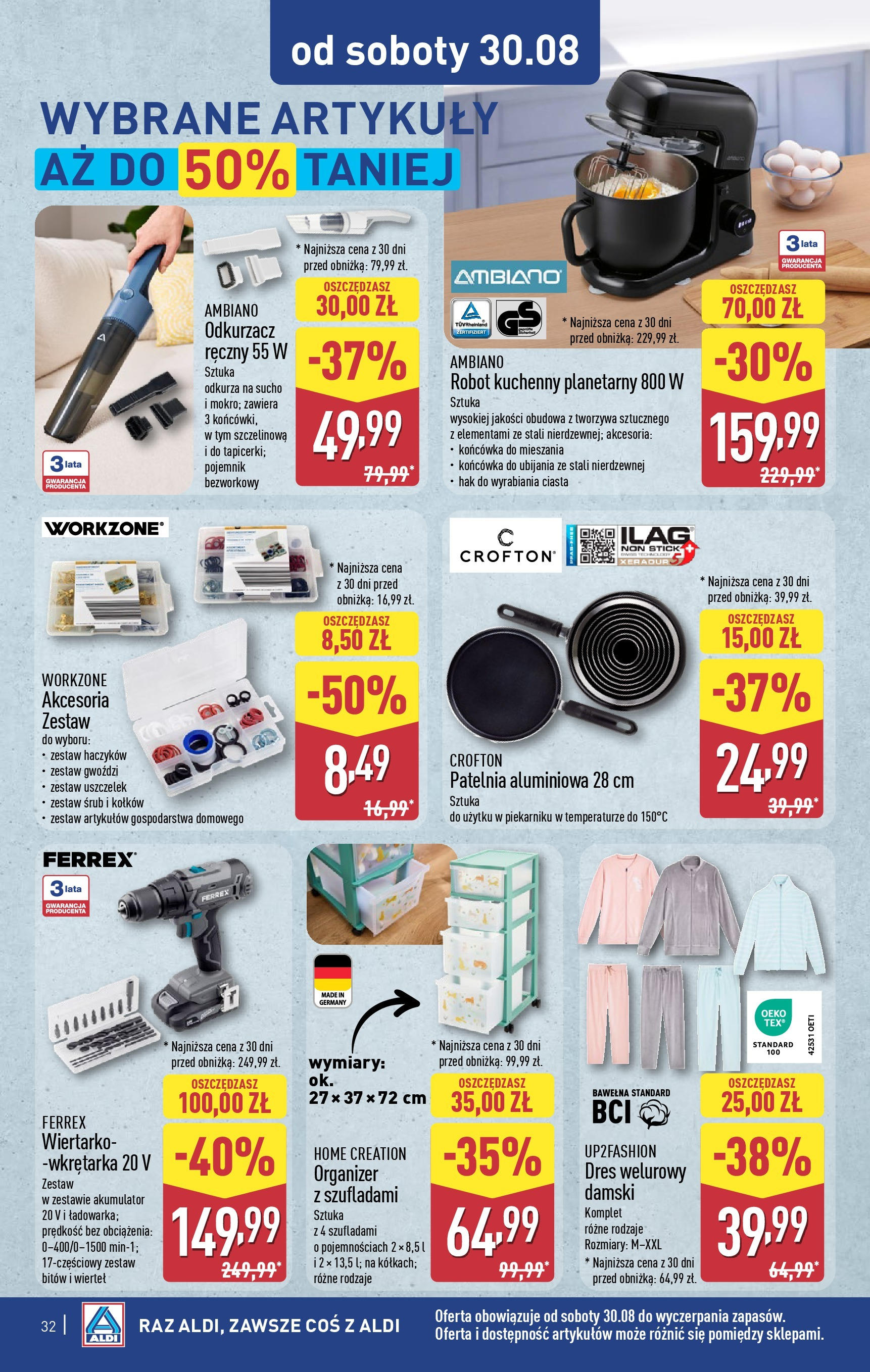 Aldi - Gazetka cała ALDI do 31.08 od 24.08.2025 | Nowa PDF gazetka | Strona: 32 | Produkty: Robot kuchenny, Odkurzacz, Robot, Patelnia Aldi - Gazetka cała ALDI do 31.08 od 24.08.2025 - Ulotka PDF, promocje | Strona: 32 | Produkty: Robot kuchenny, Odkurzacz, Robot, Patelnia