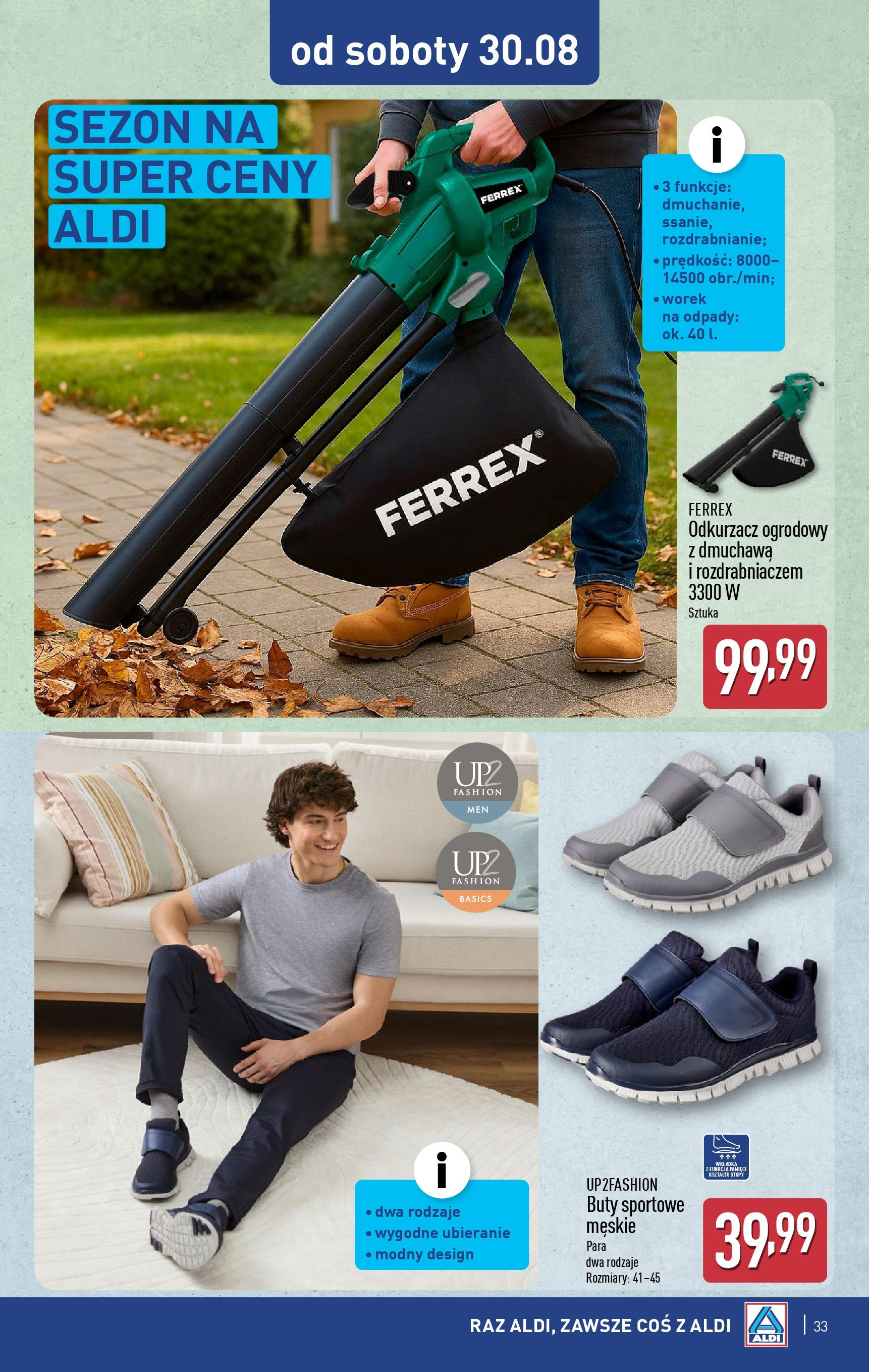 Aldi - Gazetka cała ALDI do 31.08 od 24.08.2025 | Nowa PDF gazetka | Strona: 33 | Produkty: Buty sportowe, Buty, Odkurzacz Aldi - Gazetka cała ALDI do 31.08 od 24.08.2025 - Ulotka PDF, promocje | Strona: 33 | Produkty: Buty sportowe, Buty, Odkurzacz