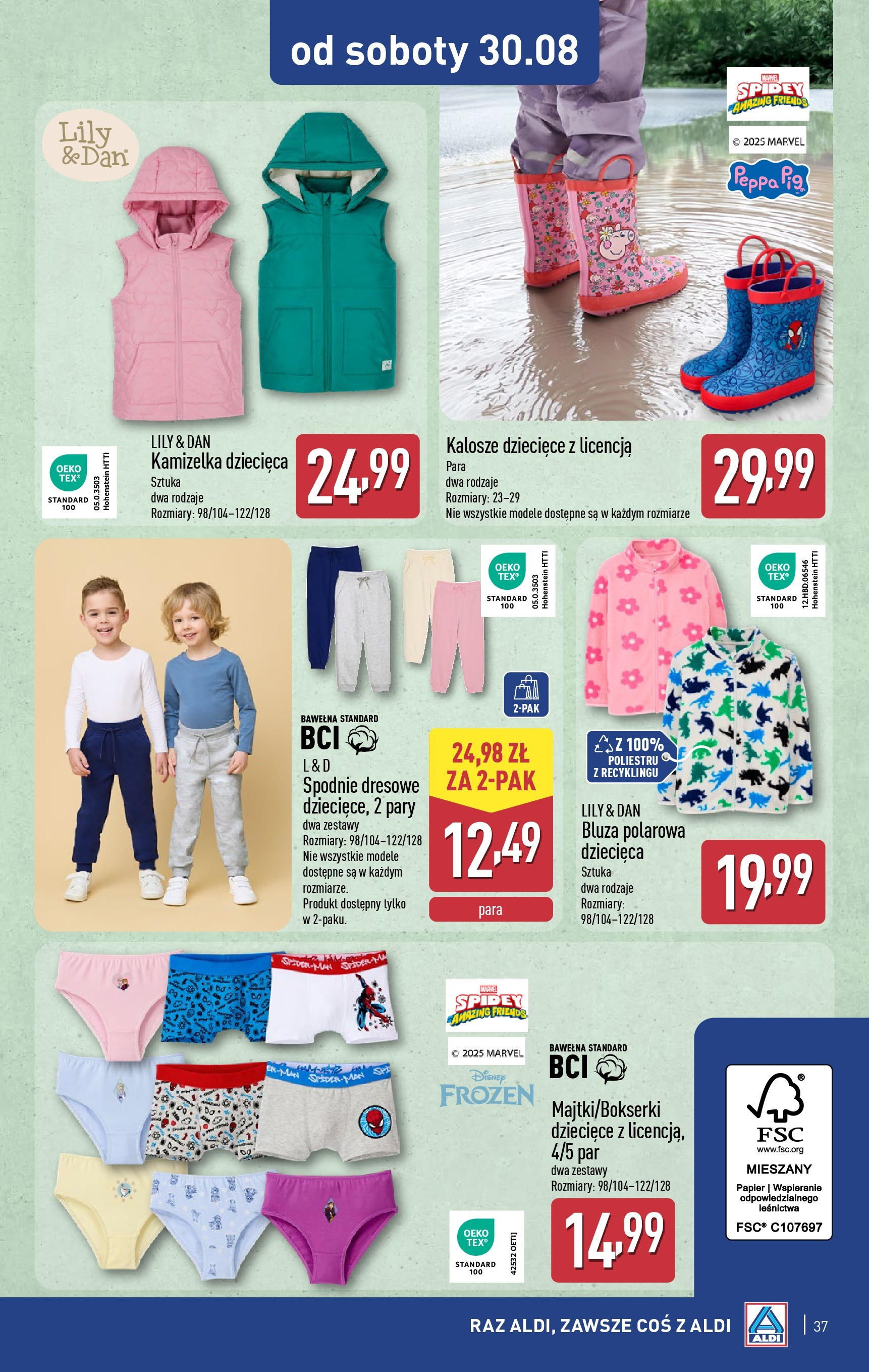 Aldi - Gazetka cała ALDI do 31.08 od 24.08.2025 | Nowa PDF gazetka | Strona: 37 | Produkty: Kamizelka, Spodnie, Kalosze Aldi - Gazetka cała ALDI do 31.08 od 24.08.2025 - Ulotka PDF, promocje | Strona: 37 | Produkty: Kamizelka, Spodnie, Kalosze
