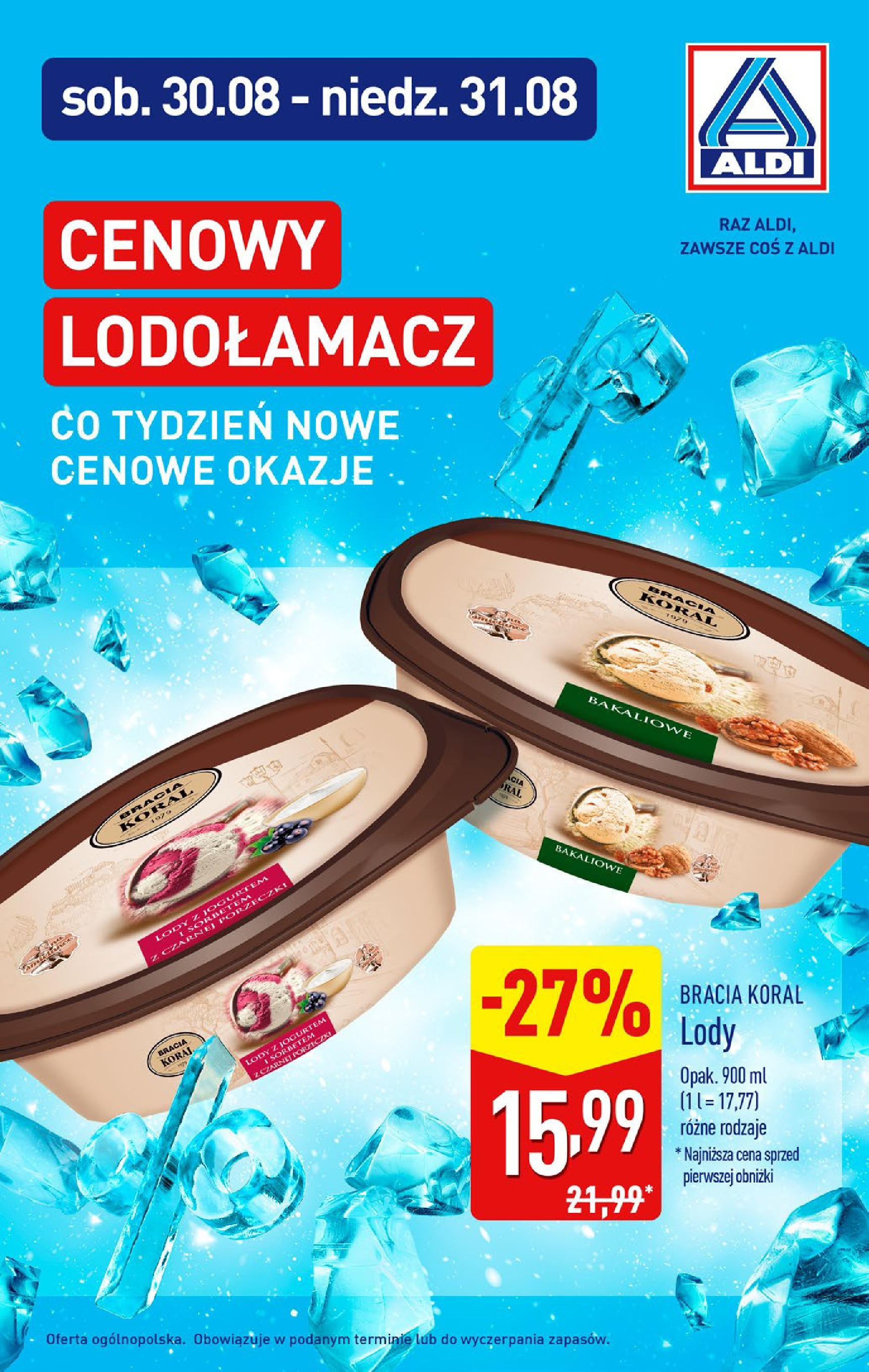 Aldi - Gazetka cała ALDI do 31.08 od 24.08.2025 | Nowa PDF gazetka | Strona: 38 | Produkty: Lody Aldi - Gazetka cała ALDI do 31.08 od 24.08.2025 - Ulotka PDF, promocje | Strona: 38 | Produkty: Lody