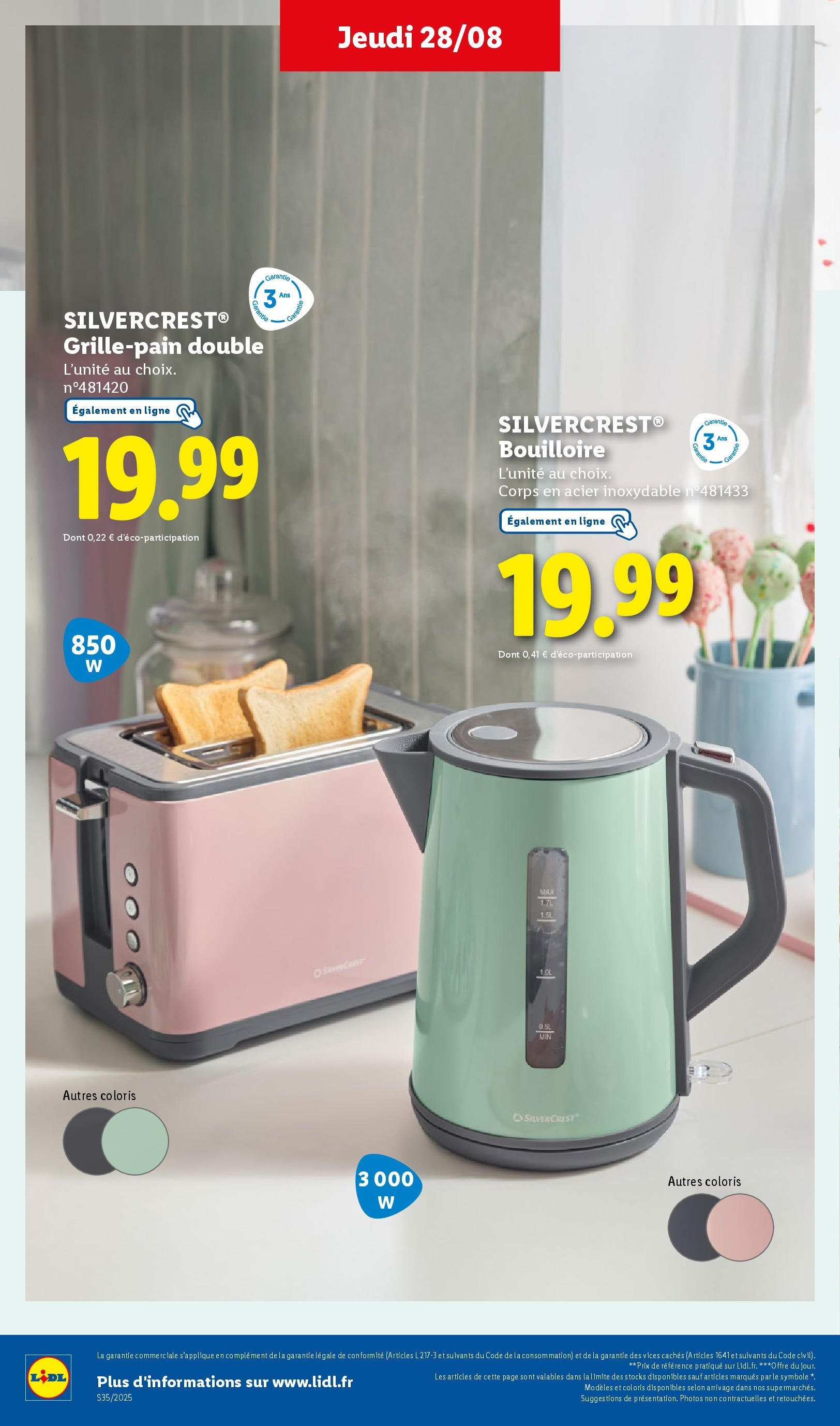 Catalogue LIDL du 27/08/2025 | Promo prospectus en ligne | Page: 39 | Produits: Bouilloire, Grille-pain, Toaster Catalogue LIDL du 27/08/2025 | Promo prospectus en ligne | Page: 39 | Produits: Bouilloire, Grille-pain, Toaster