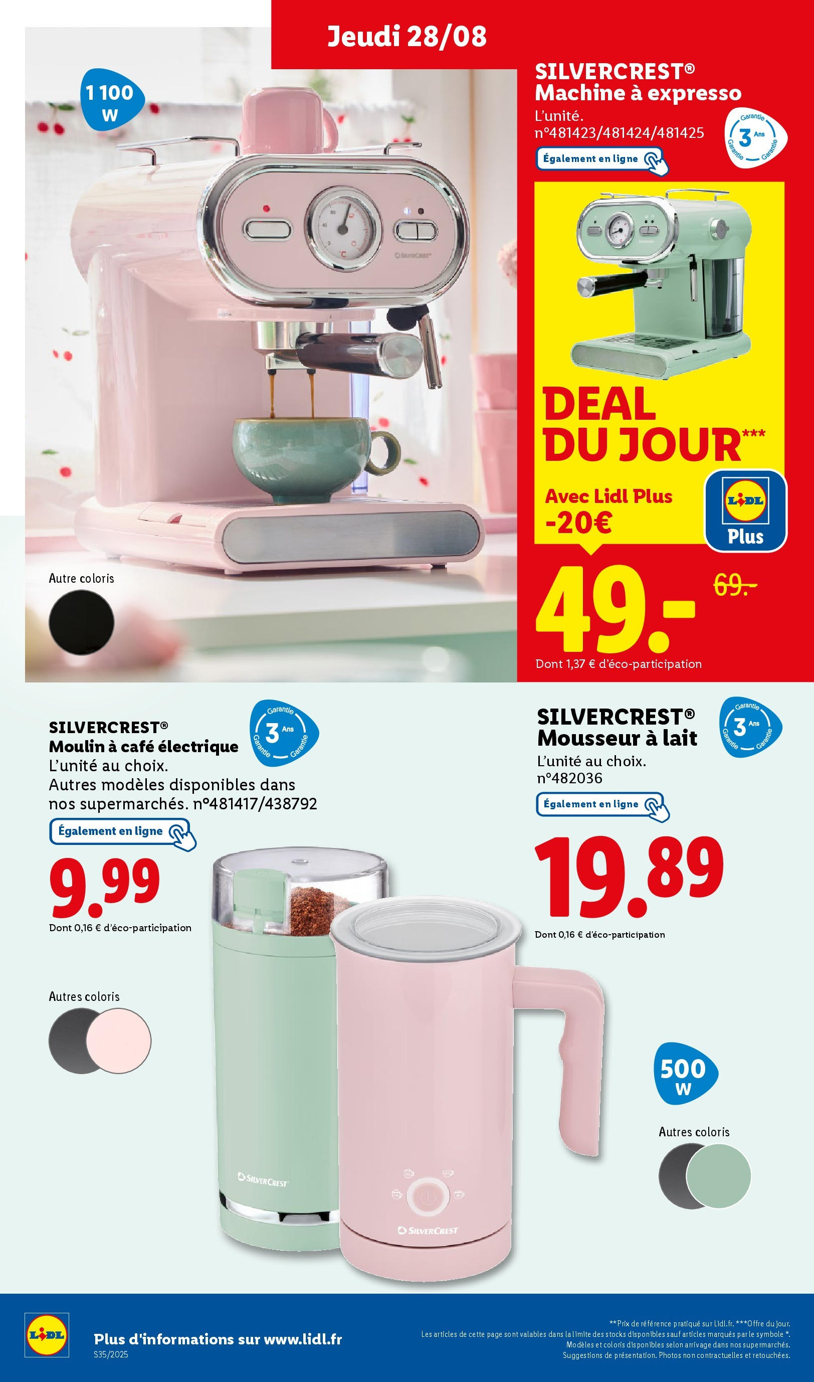 Catalogue LIDL du 27/08/2025 | Promo prospectus en ligne | Page: 43 | Produits: Moulin à café, Moulin à café électrique, Lait, Café Catalogue LIDL du 27/08/2025 | Promo prospectus en ligne | Page: 43 | Produits: Moulin à café, Moulin à café électrique, Lait, Café