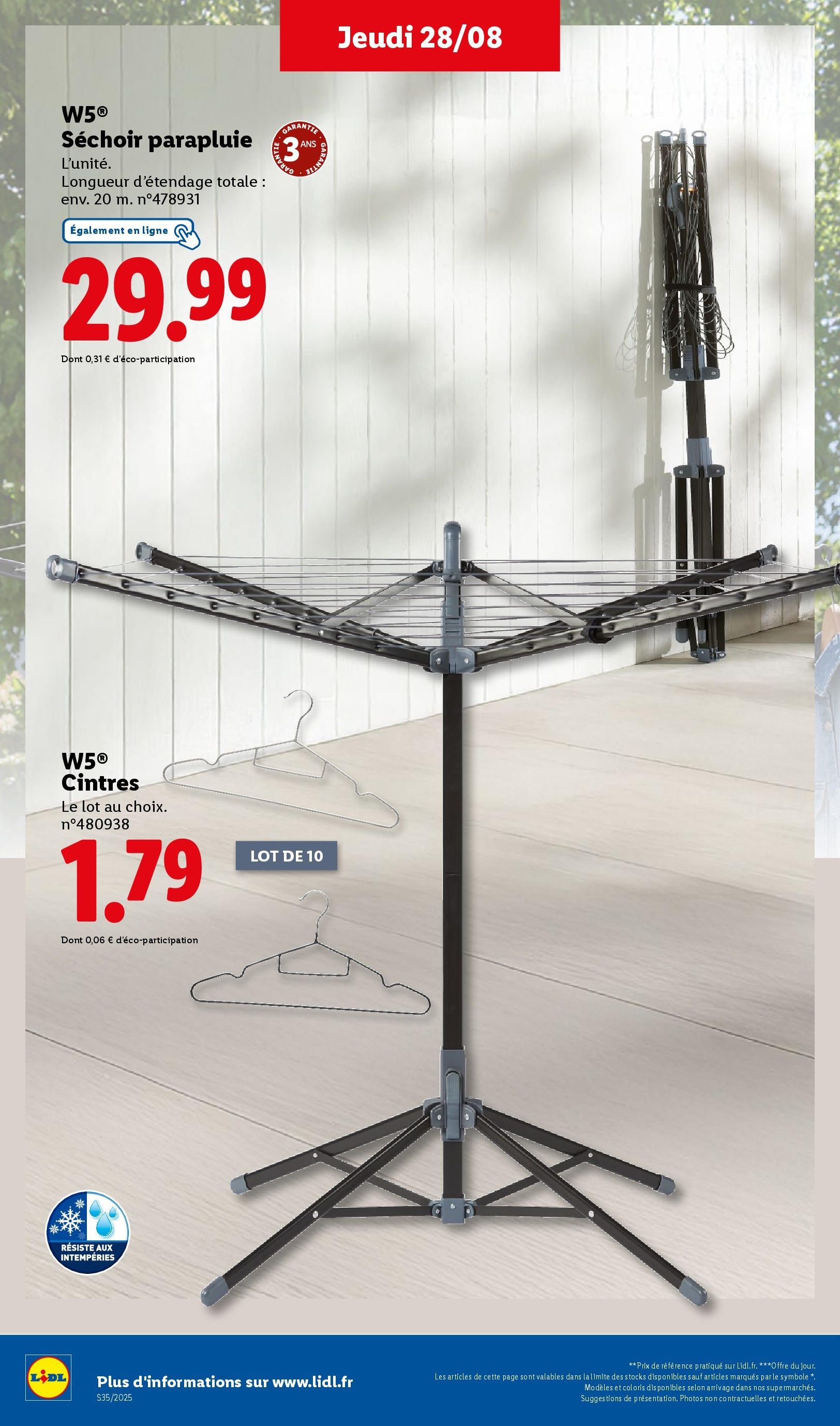 Catalogue LIDL du 27/08/2025 | Promo prospectus en ligne | Page: 47 | Produits: Séchoir, Séchoir parapluie, Parapluie Catalogue LIDL du 27/08/2025 | Promo prospectus en ligne | Page: 47 | Produits: Séchoir, Séchoir parapluie, Parapluie