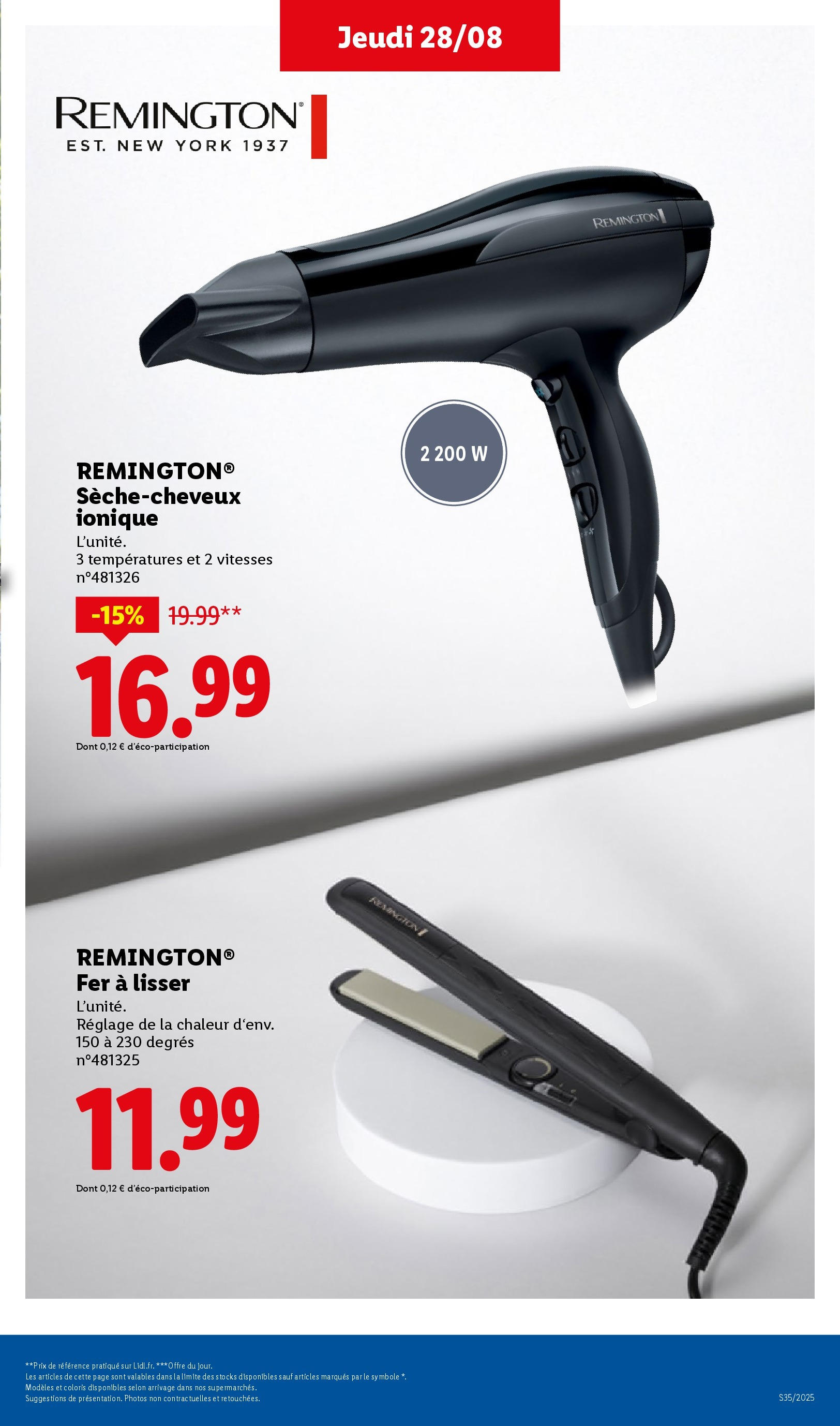 Catalogue LIDL du 27/08/2025 | Promo prospectus en ligne | Page: 48 | Produits: Sèche-cheveux, Fer à lisser Catalogue LIDL du 27/08/2025 | Promo prospectus en ligne | Page: 48 | Produits: Sèche-cheveux, Fer à lisser