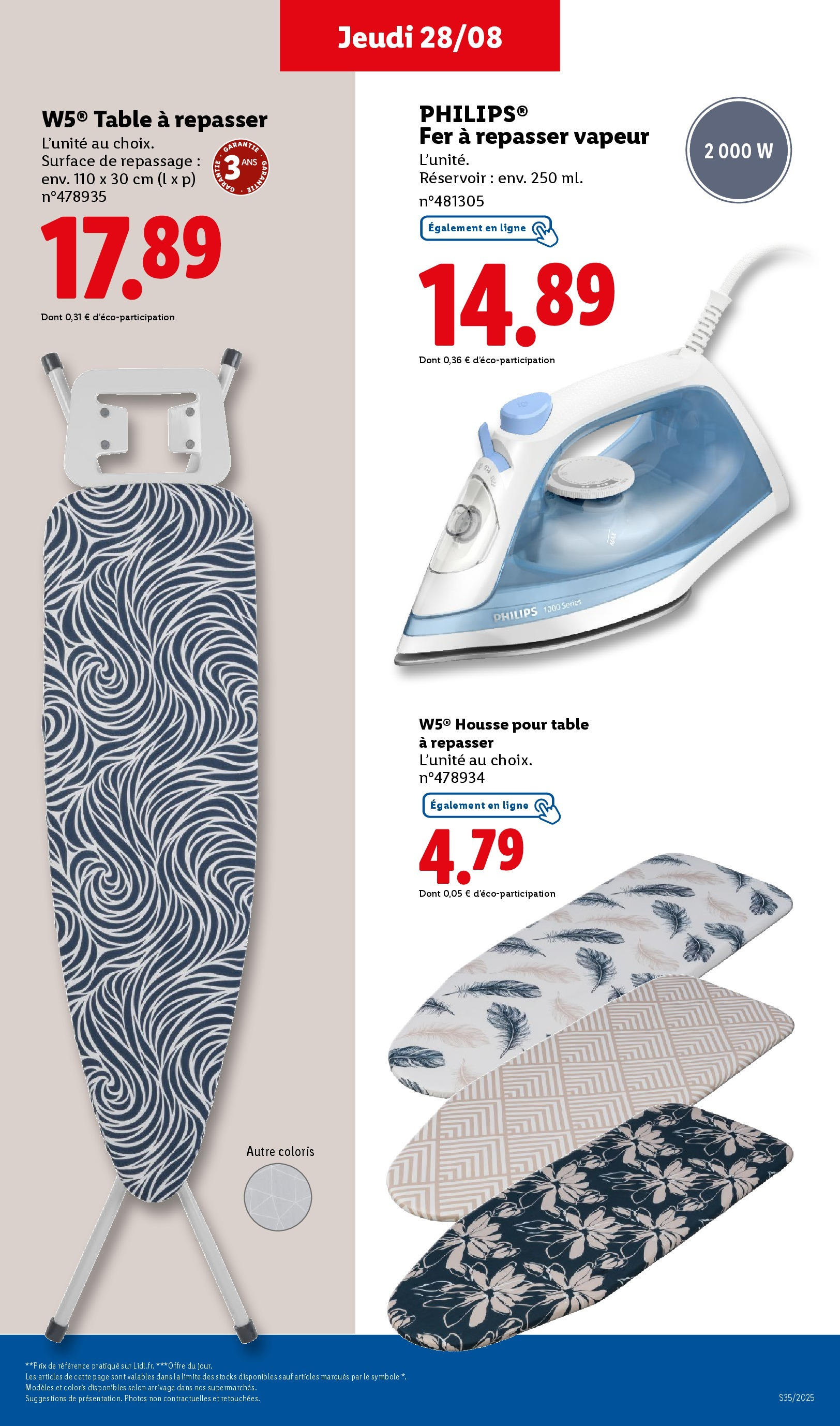 Catalogue LIDL du 27/08/2025 | Promo prospectus en ligne | Page: 50 | Produits: Table à repasser, Fer à repasser, Table Catalogue LIDL du 27/08/2025 | Promo prospectus en ligne | Page: 50 | Produits: Table à repasser, Fer à repasser, Table