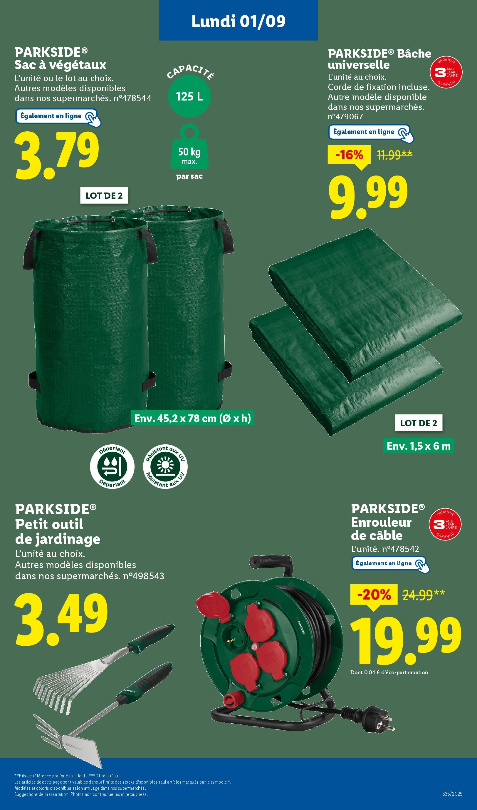 Catalogue LIDL du 27/08/2025 | Promo prospectus en ligne | Page: 60 | Produits: Câble, Sac, Sac À Végétaux Catalogue LIDL du 27/08/2025 | Promo prospectus en ligne | Page: 60 | Produits: Câble, Sac, Sac À Végétaux