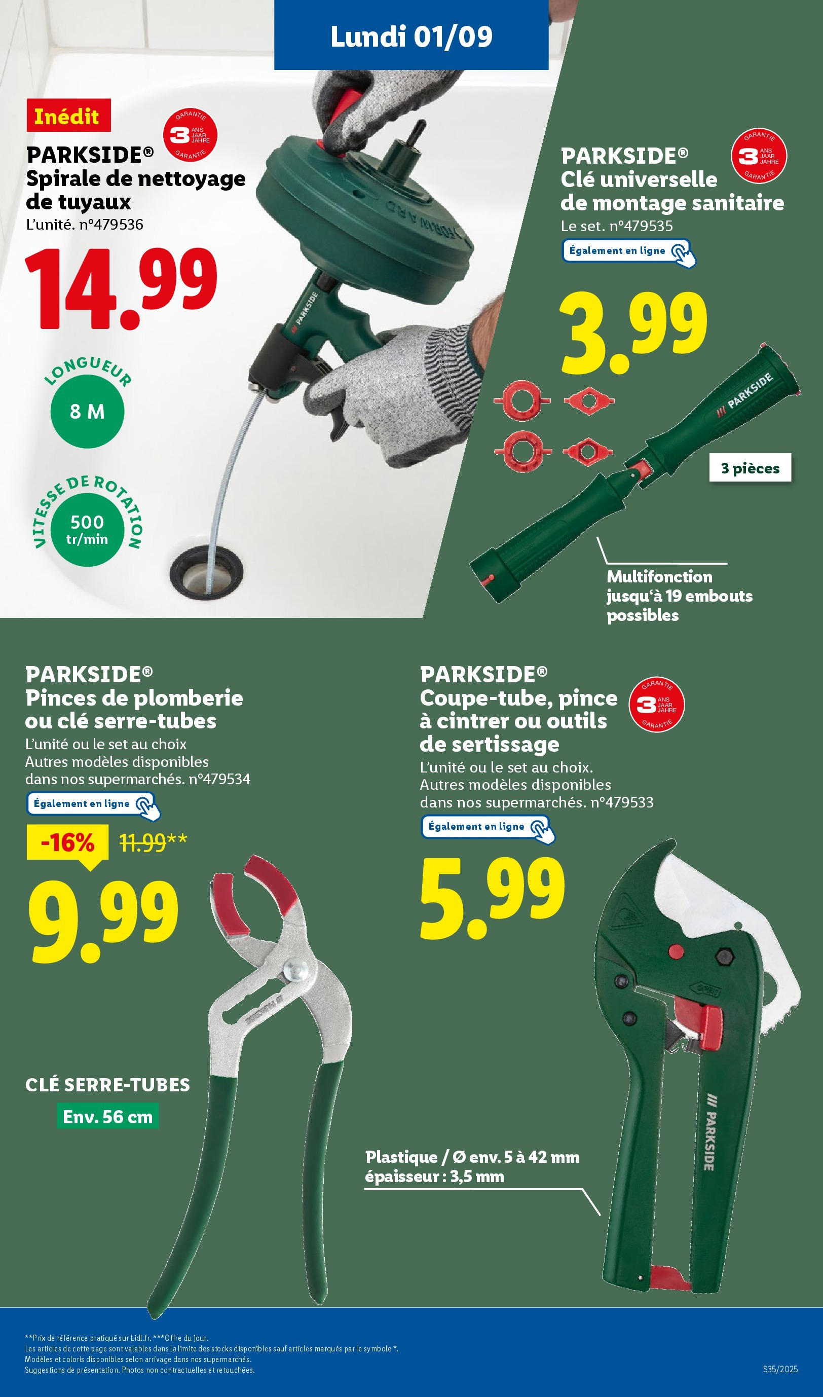 Catalogue LIDL du 27/08/2025 | Promo prospectus en ligne | Page: 66 | Produits: Pinces, Clé Catalogue LIDL du 27/08/2025 | Promo prospectus en ligne | Page: 66 | Produits: Pinces, Clé