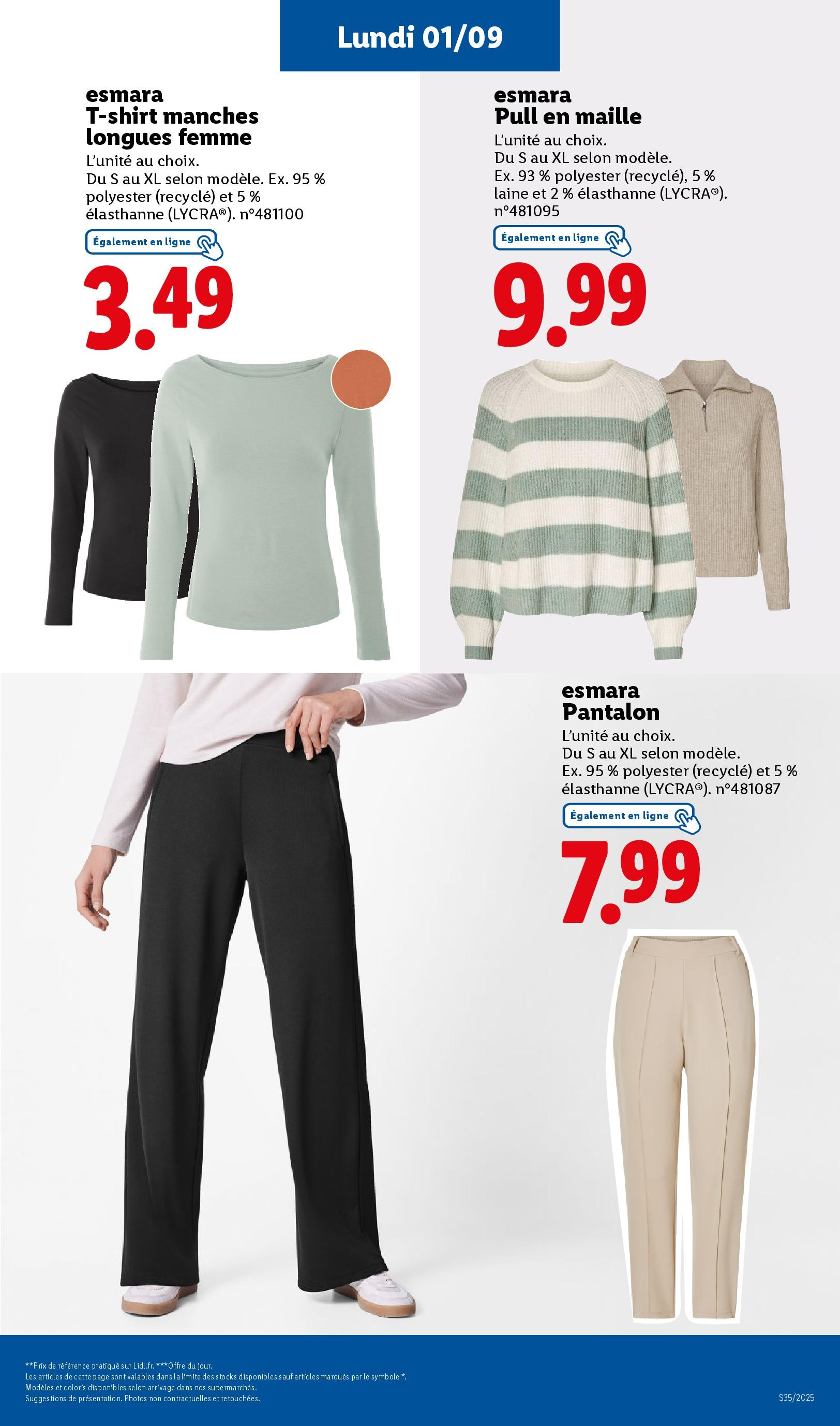Catalogue LIDL du 27/08/2025 | Promo prospectus en ligne | Page: 68 | Produits: T-shirt, Pull, Pantalon Catalogue LIDL du 27/08/2025 | Promo prospectus en ligne | Page: 68 | Produits: T-shirt, Pull, Pantalon
