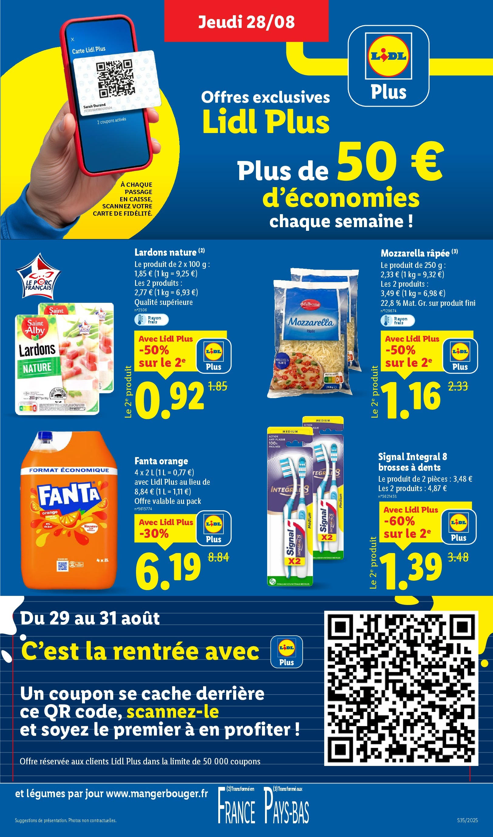 Catalogue LIDL du 27/08/2025 | Promo prospectus en ligne | Page: 7 | Produits: Mozzarella râpée, Orange, Lardons, Mozzarella Catalogue LIDL du 27/08/2025 | Promo prospectus en ligne | Page: 7 | Produits: Mozzarella râpée, Orange, Lardons, Mozzarella