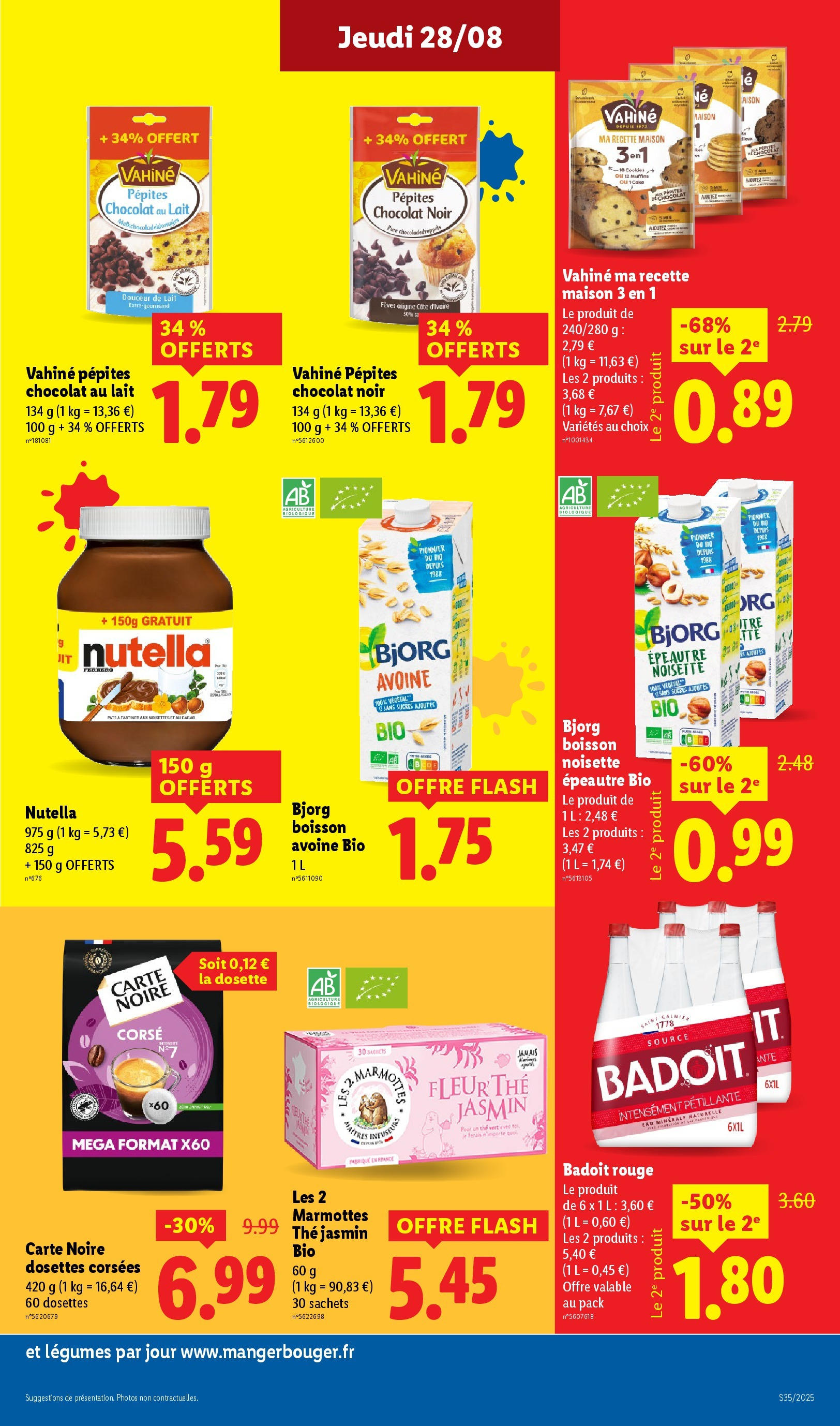 Catalogue LIDL du 27/08/2025 | Promo prospectus en ligne | Page: 19 | Produits: Badoit, Eau minérale naturelle, Lait, Thé Catalogue LIDL du 27/08/2025 | Promo prospectus en ligne | Page: 19 | Produits: Badoit, Eau minérale naturelle, Lait, Thé