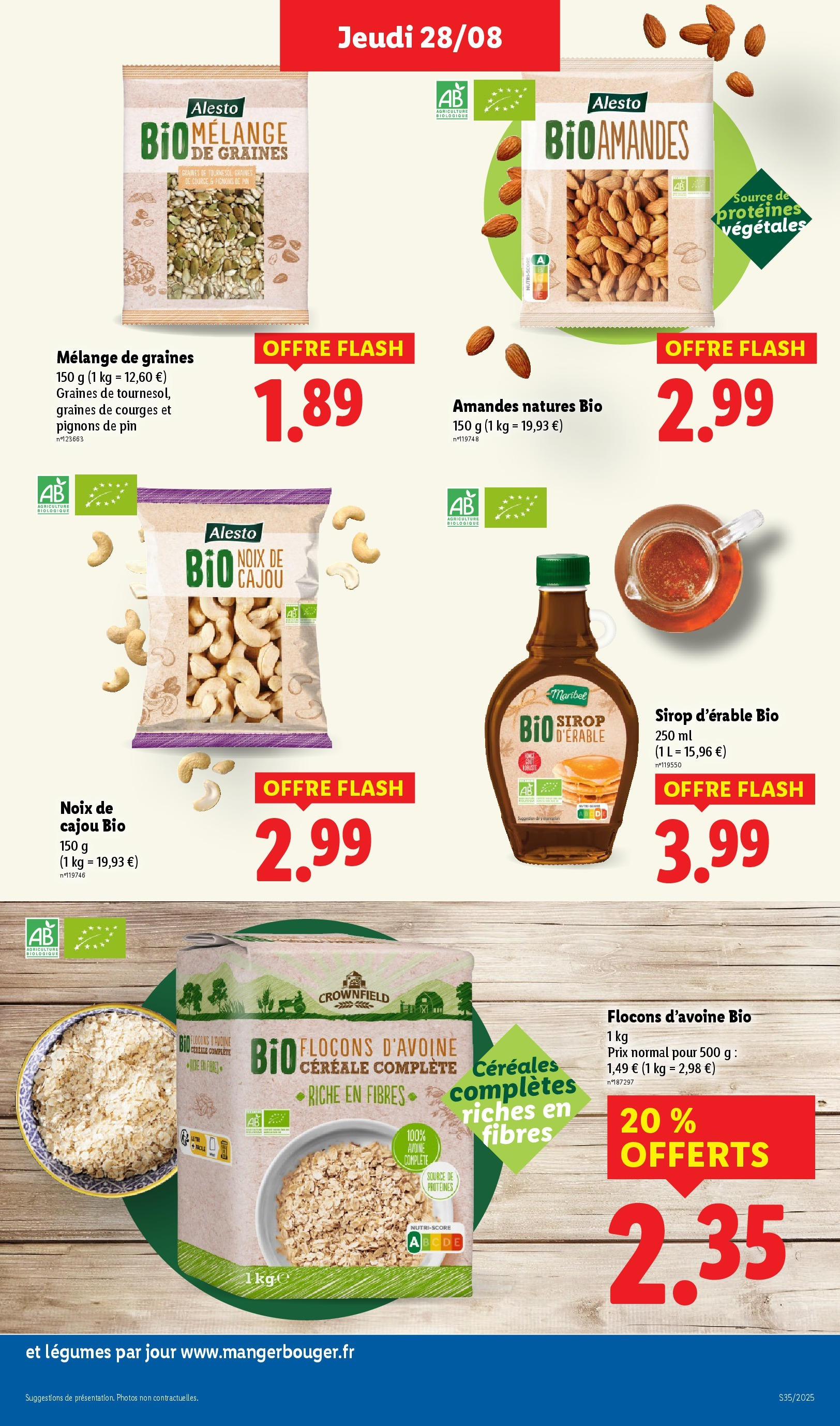 Catalogue LIDL du 27/08/2025 | Promo prospectus en ligne | Page: 25 | Produits: Flocons, Noix de cajou, Céréales, Amandes Catalogue LIDL du 27/08/2025 | Promo prospectus en ligne | Page: 25 | Produits: Flocons, Noix de cajou, Céréales, Amandes
