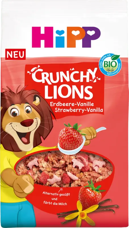 HiPP Kindermüsli Crunchy Lions Erdbeere-Vanille, ab 3 Jahren