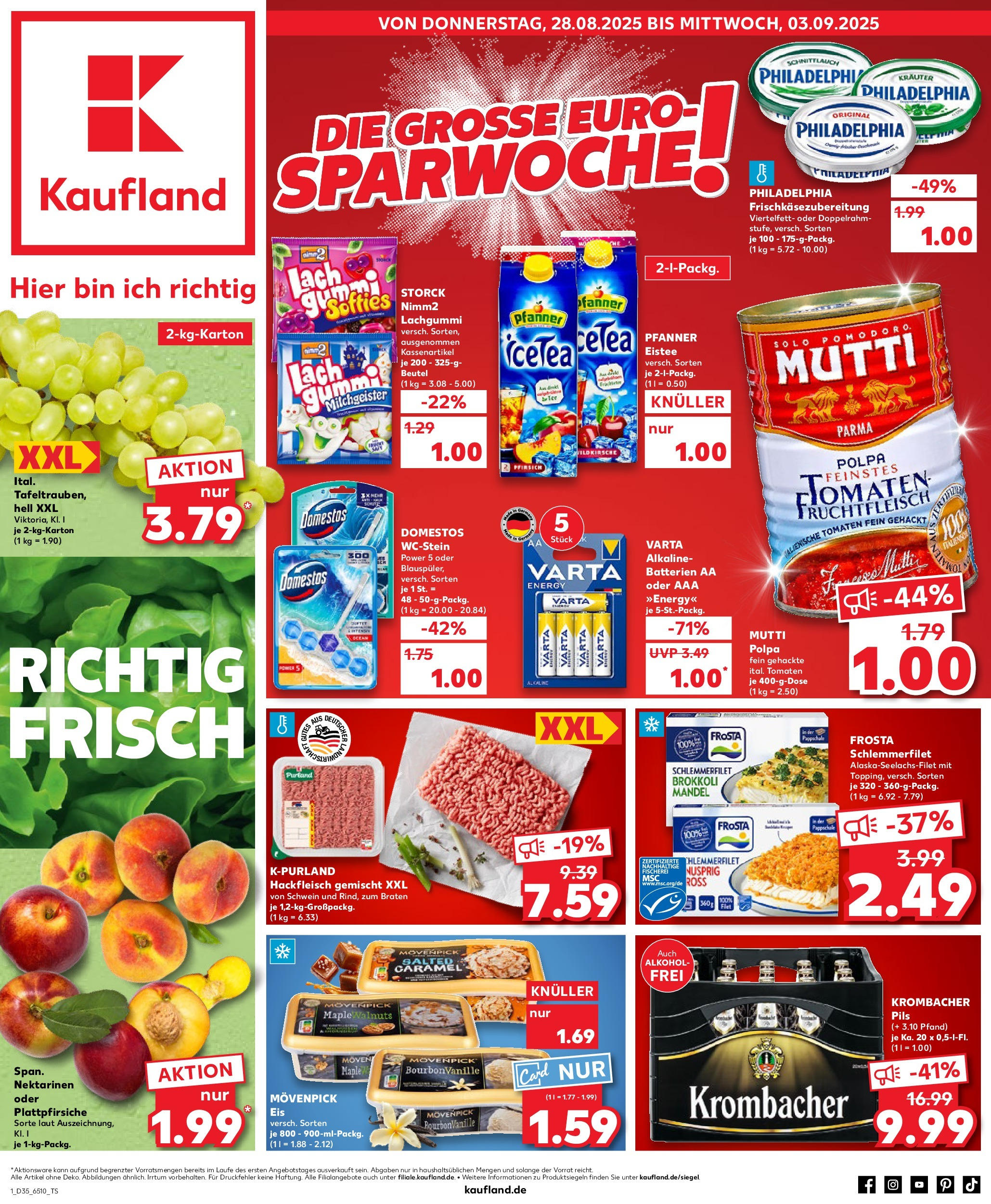 Prospekt Kaufland ab 27.08.2025 » Angebote und Werbung Online | Seite: 1 | Produkte: Batterien, Energy, Movenpick eis, Hackfleisch Prospekt Kaufland ab 27.08.2025 » Angebote Online zum Blättern | Seite: 1 | Produkte: Batterien, Energy, Movenpick eis, Hackfleisch