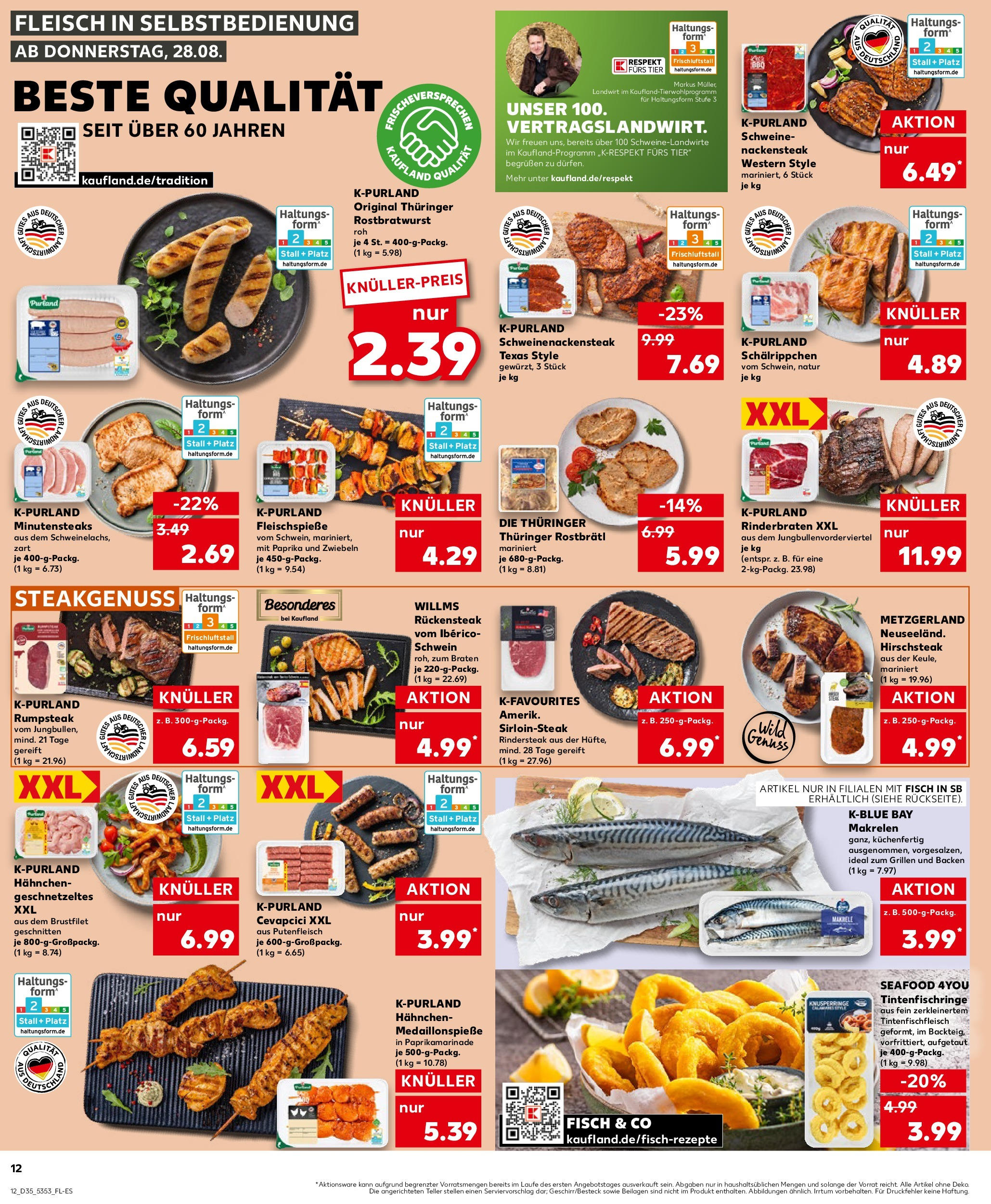 Prospekt Kaufland ab 28.08.2025 » Angebote und Werbung Online | Seite: 12 | Produkte: Rumpsteak, Hahnchen, Cevapcici, Fleisch Prospekt Kaufland ab 28.08.2025 » Angebote Online zum Blättern | Seite: 12 | Produkte: Rumpsteak, Hahnchen, Cevapcici, Fleisch
