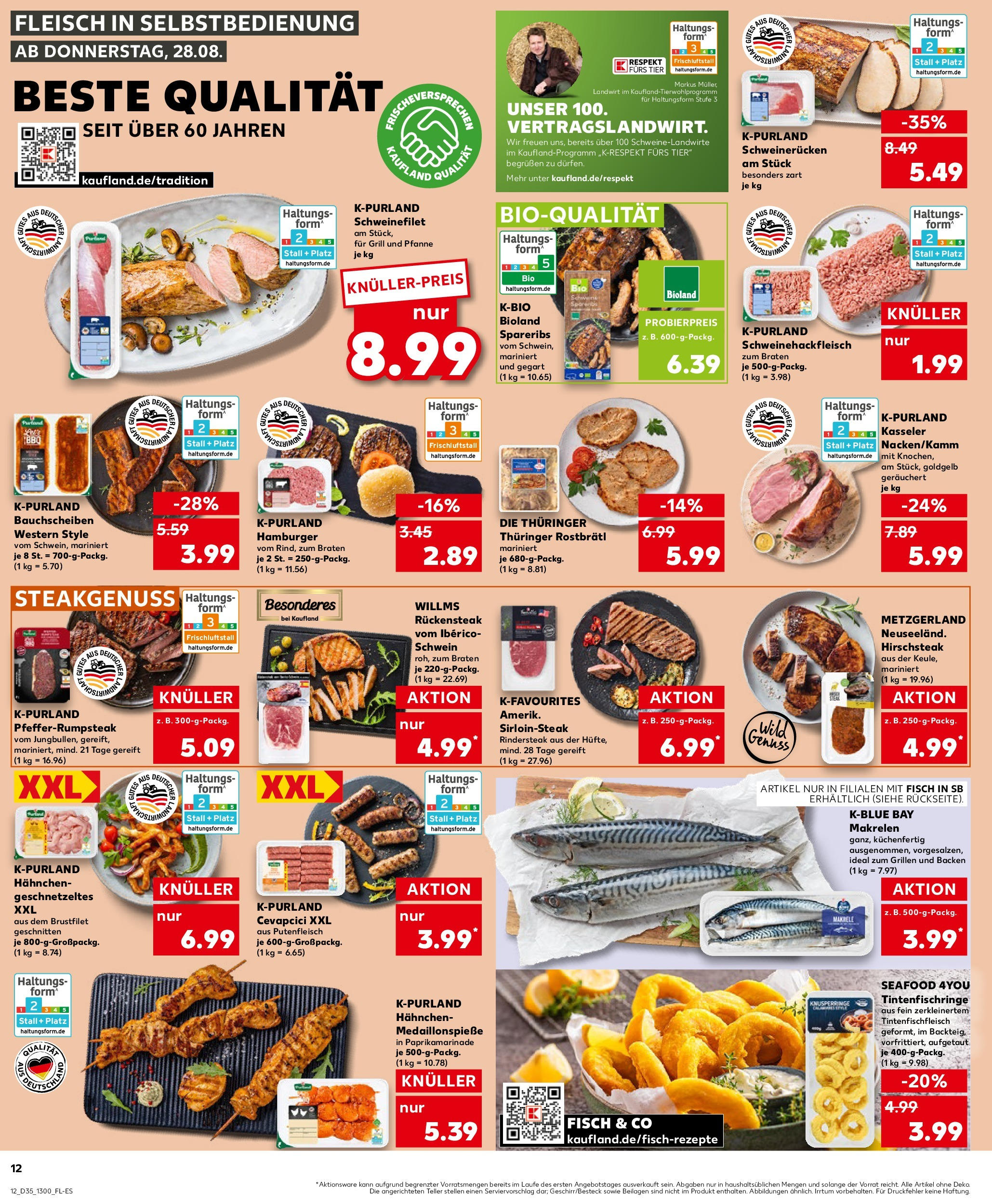 Prospekt Kaufland ab 28.08.2025 » Angebote und Werbung Online | Seite: 12 | Produkte: Hahnchen, Cevapcici, Schweinefilet, Steak Prospekt Kaufland ab 28.08.2025 » Angebote Online zum Blättern | Seite: 12 | Produkte: Hahnchen, Cevapcici, Schweinefilet, Steak
