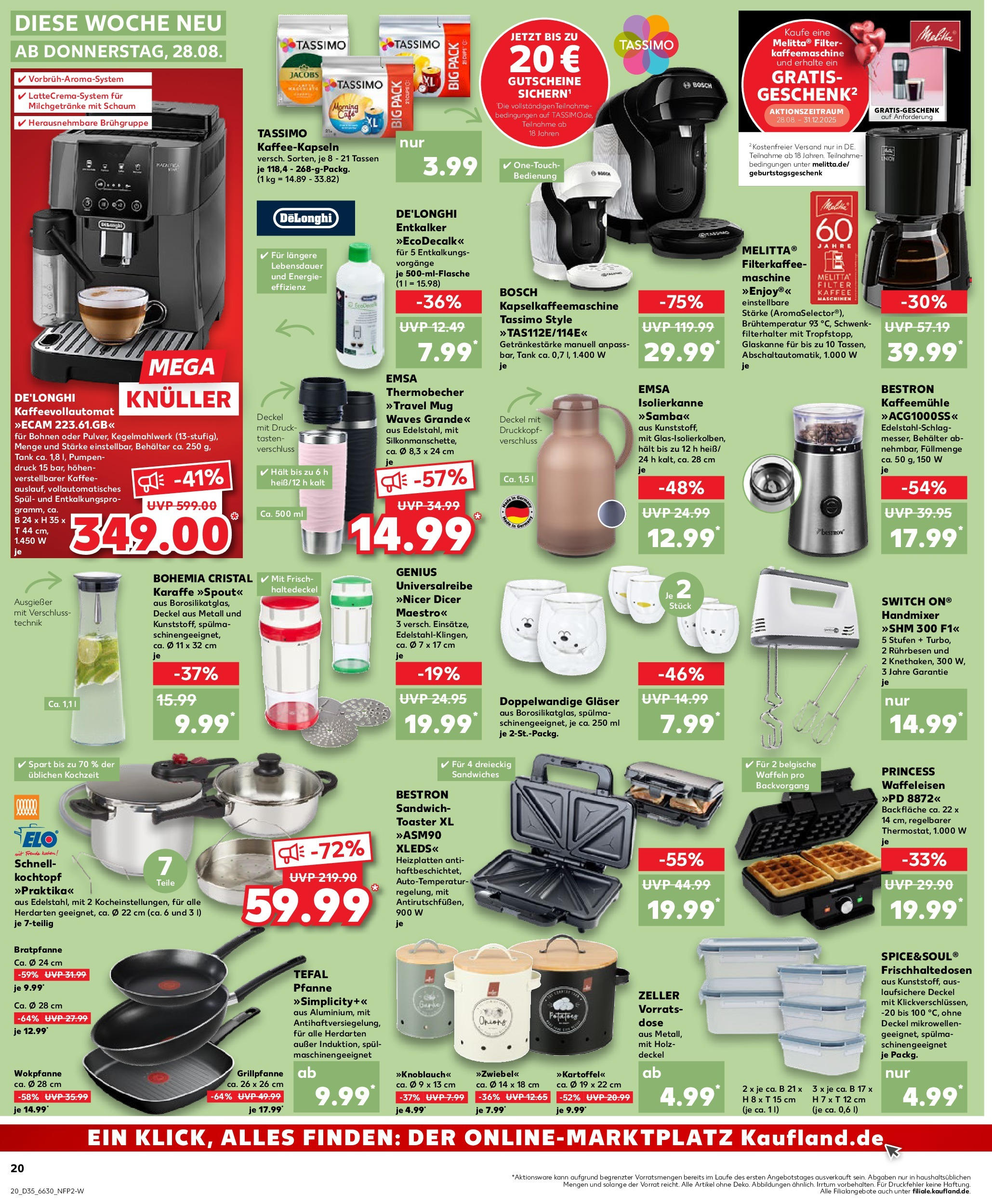 Prospekt Kaufland ab 28.08.2025 » Angebote und Werbung Online | Seite: 20 | Produkte: Bosch, Toaster, Handmixer, Filterkaffeemaschine Prospekt Kaufland ab 28.08.2025 » Angebote Online zum Blättern | Seite: 20 | Produkte: Bosch, Toaster, Handmixer, Filterkaffeemaschine