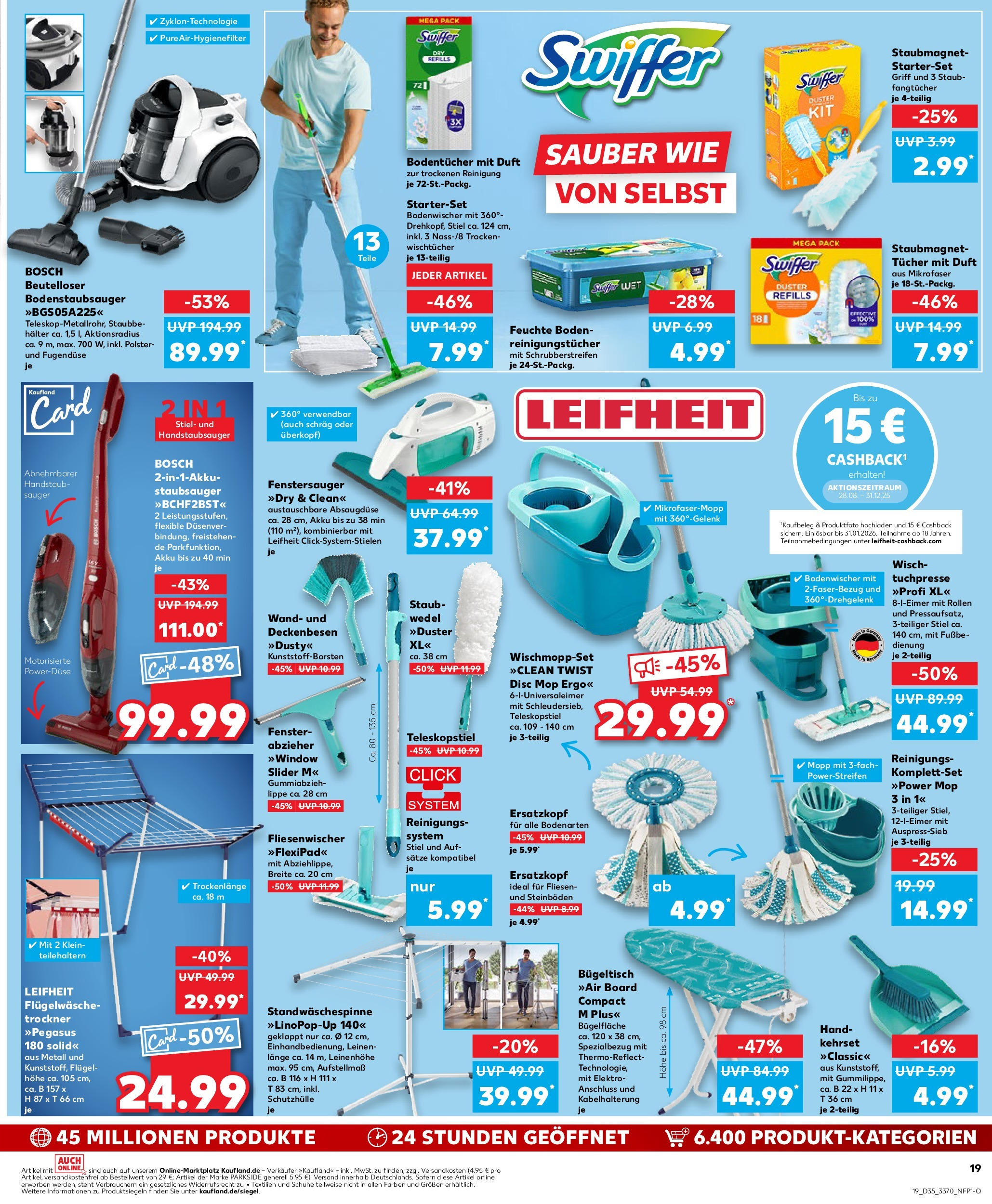 Prospekt Kaufland ab 27.08.2025 » Angebote und Werbung Online | Seite: 19 | Produkte: Bosch, Trockner, Duft, Swiffer Prospekt Kaufland ab 27.08.2025 » Angebote Online zum Blättern | Seite: 19 | Produkte: Bosch, Trockner, Duft, Swiffer