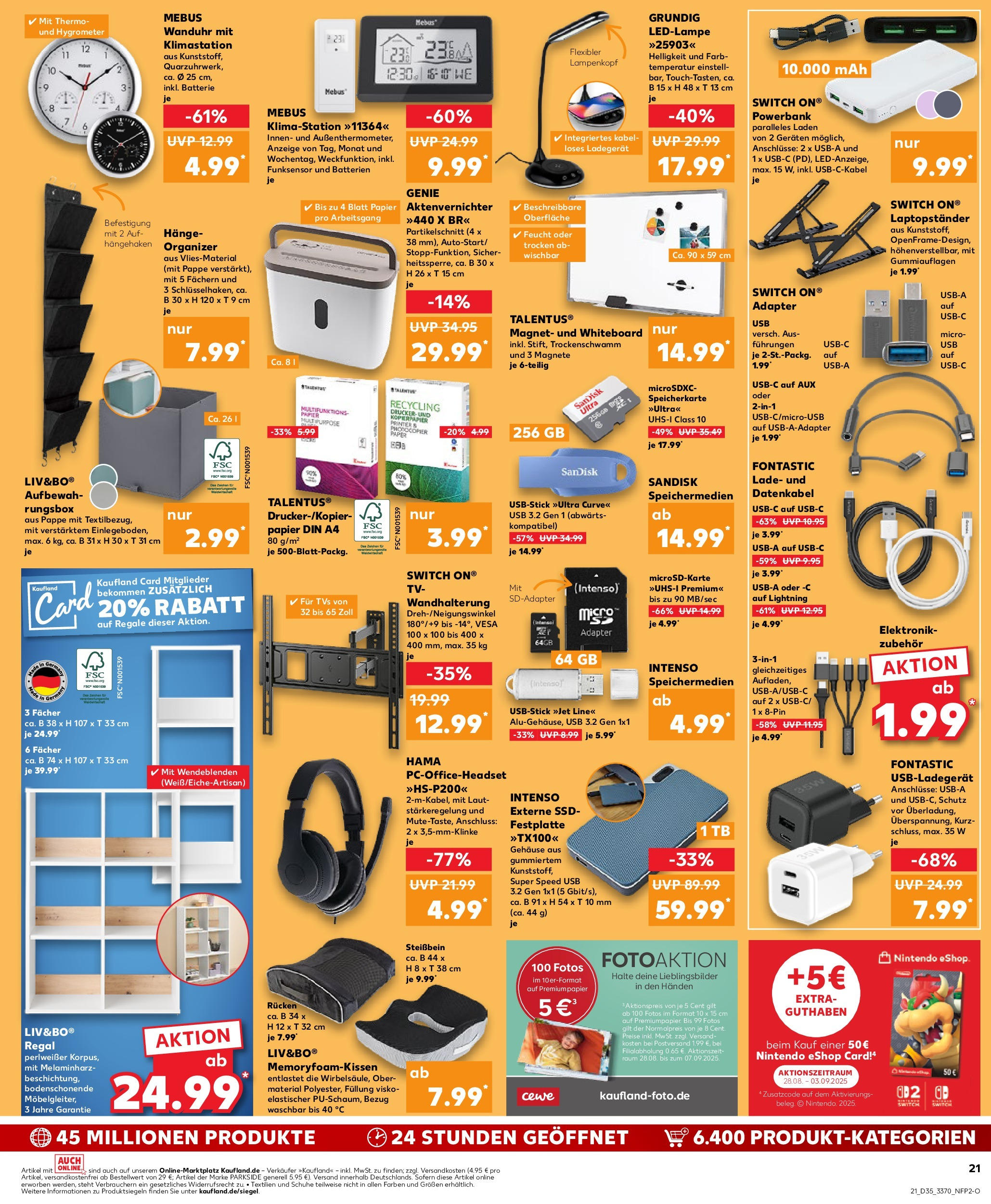 Prospekt Kaufland ab 27.08.2025 » Angebote und Werbung Online | Seite: 21 | Produkte: Aktenvernichter, Regal, Box, Powerbank Prospekt Kaufland ab 27.08.2025 » Angebote Online zum Blättern | Seite: 21 | Produkte: Aktenvernichter, Regal, Box, Powerbank