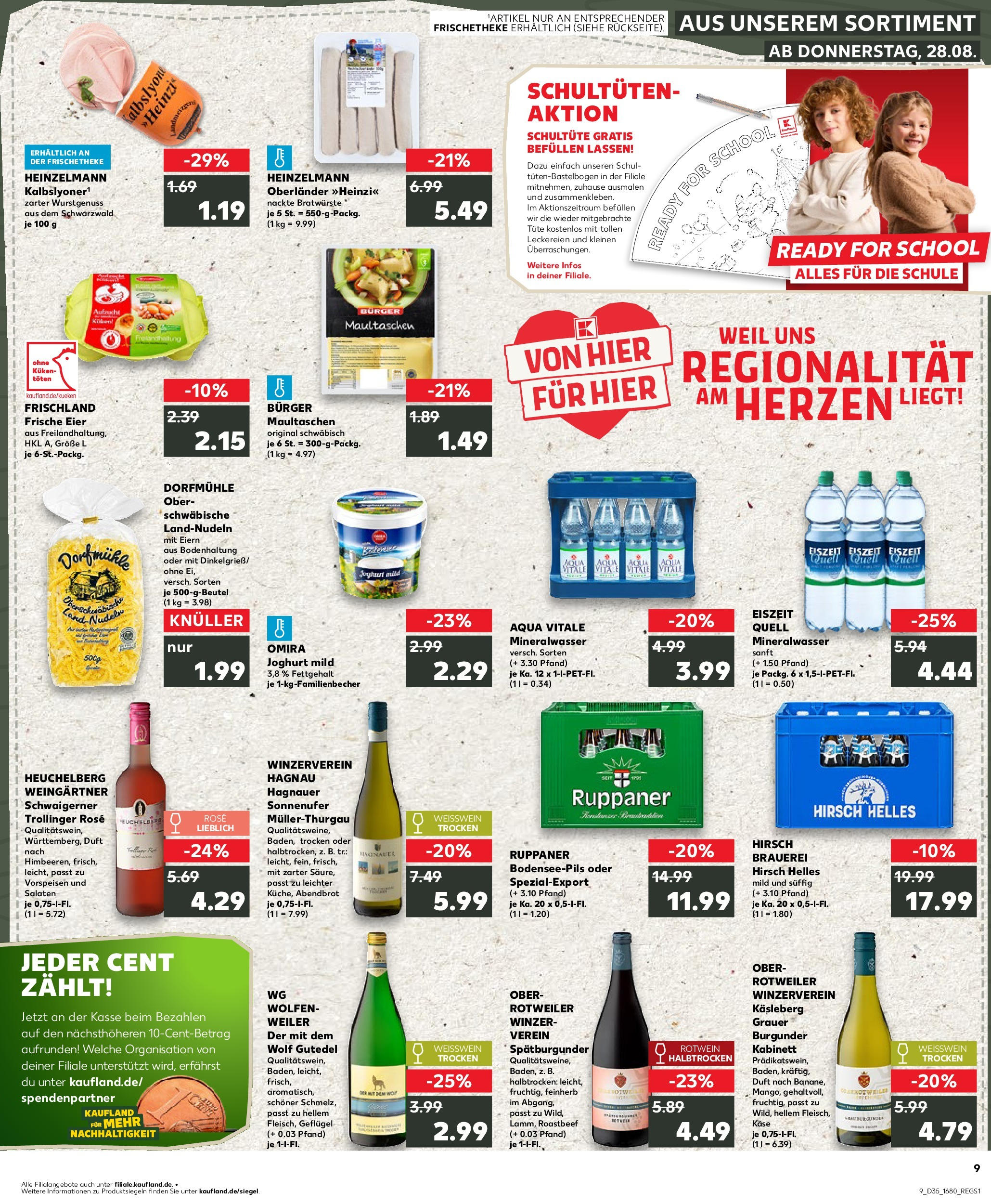 Prospekt Kaufland ab 28.08.2025 » Angebote und Werbung Online | Seite: 9 | Produkte: Rotwein, Pasta, Nudeln, Maultaschen Prospekt Kaufland ab 28.08.2025 » Angebote Online zum Blättern | Seite: 9 | Produkte: Rotwein, Pasta, Nudeln, Maultaschen