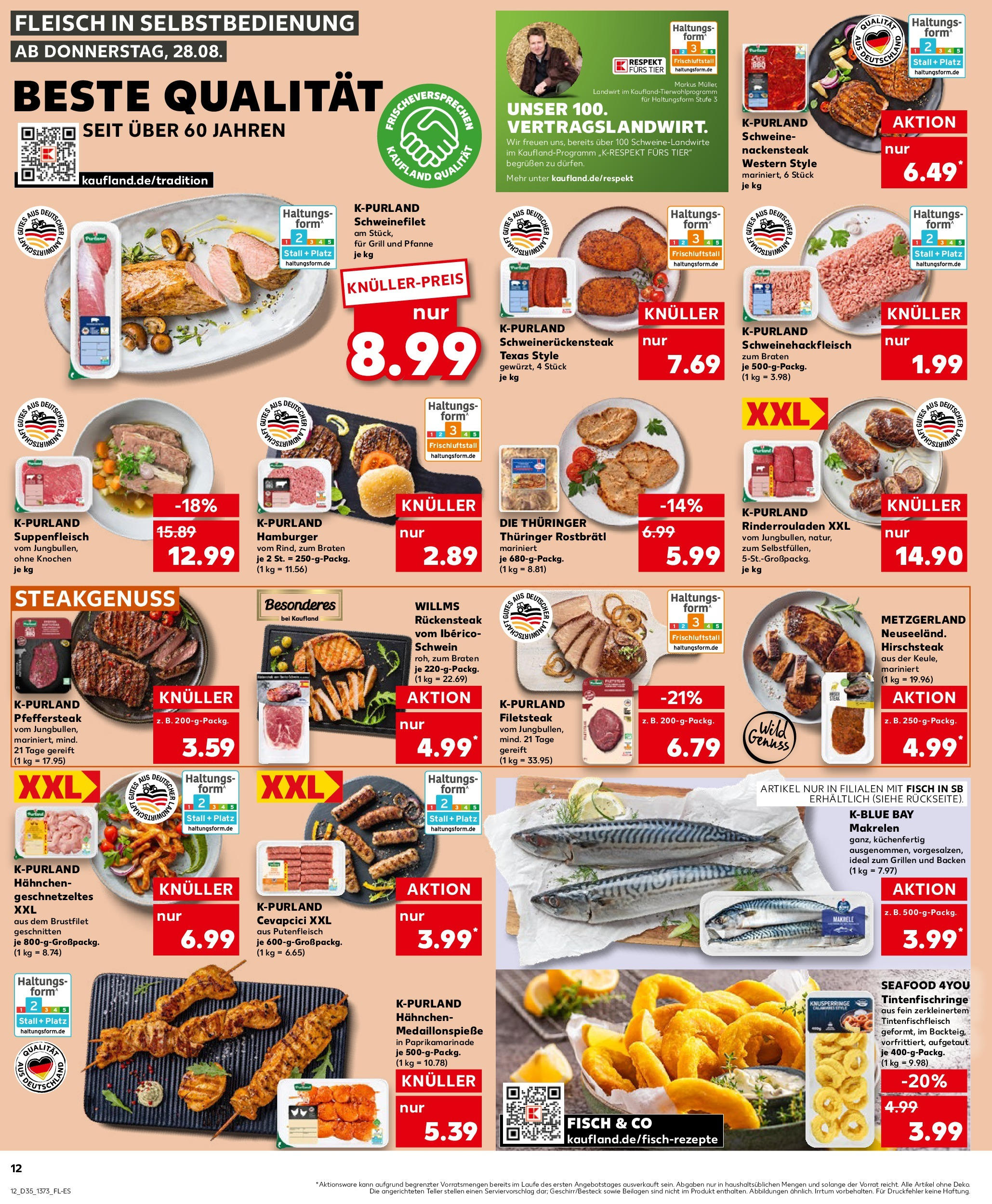 Prospekt Kaufland ab 28.08.2025 » Angebote Online zum Blättern | Seite: 12 | Produkte: Grill, Hahnchen, Fisch, Suppenfleisch
