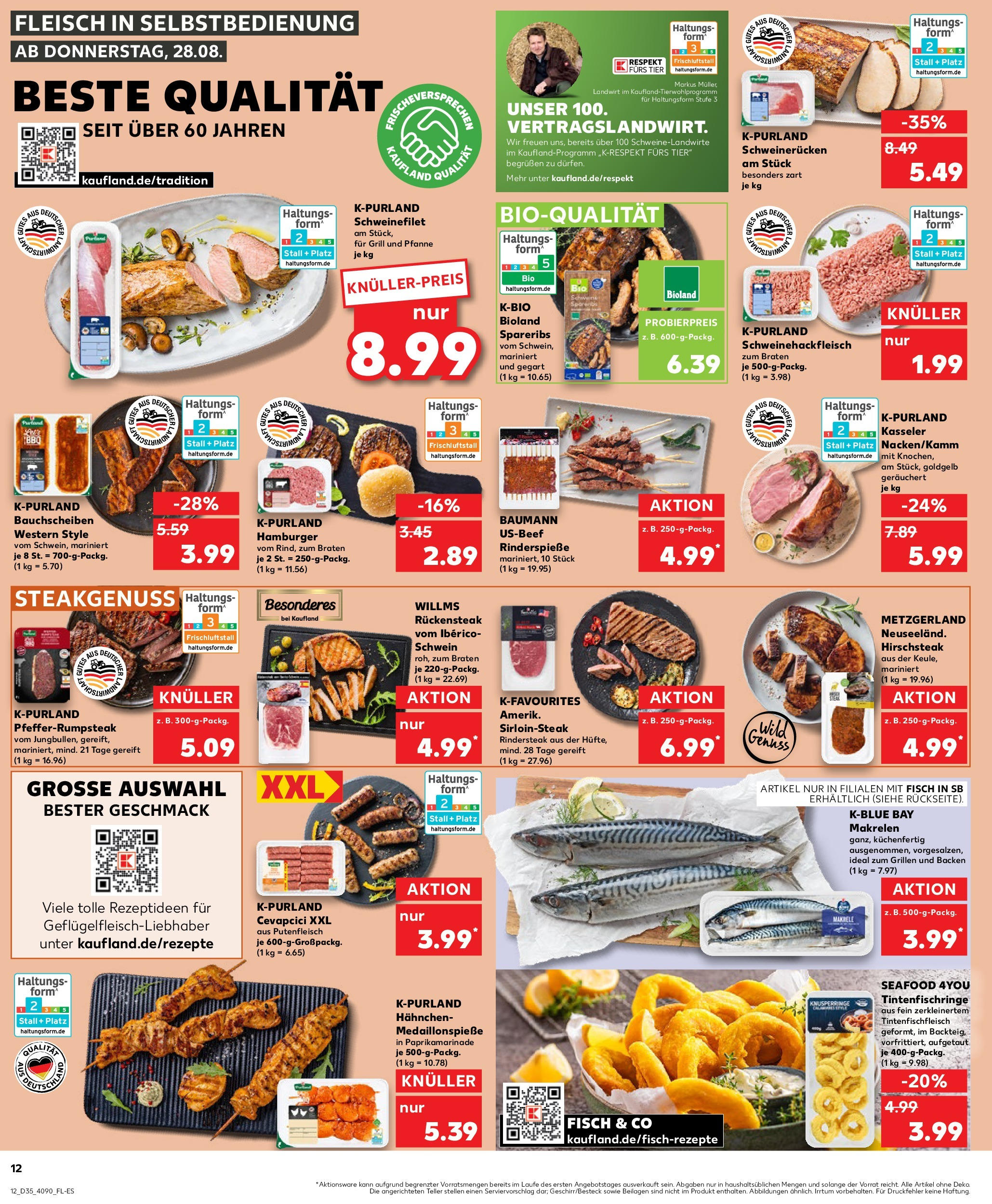 Prospekt Kaufland ab 28.08.2025 » Angebote und Werbung Online | Seite: 12 | Produkte: Cevapcici, Fisch, Schweinerucken, Steak Prospekt Kaufland ab 28.08.2025 » Angebote Online zum Blättern | Seite: 12 | Produkte: Cevapcici, Fisch, Schweinerucken, Steak