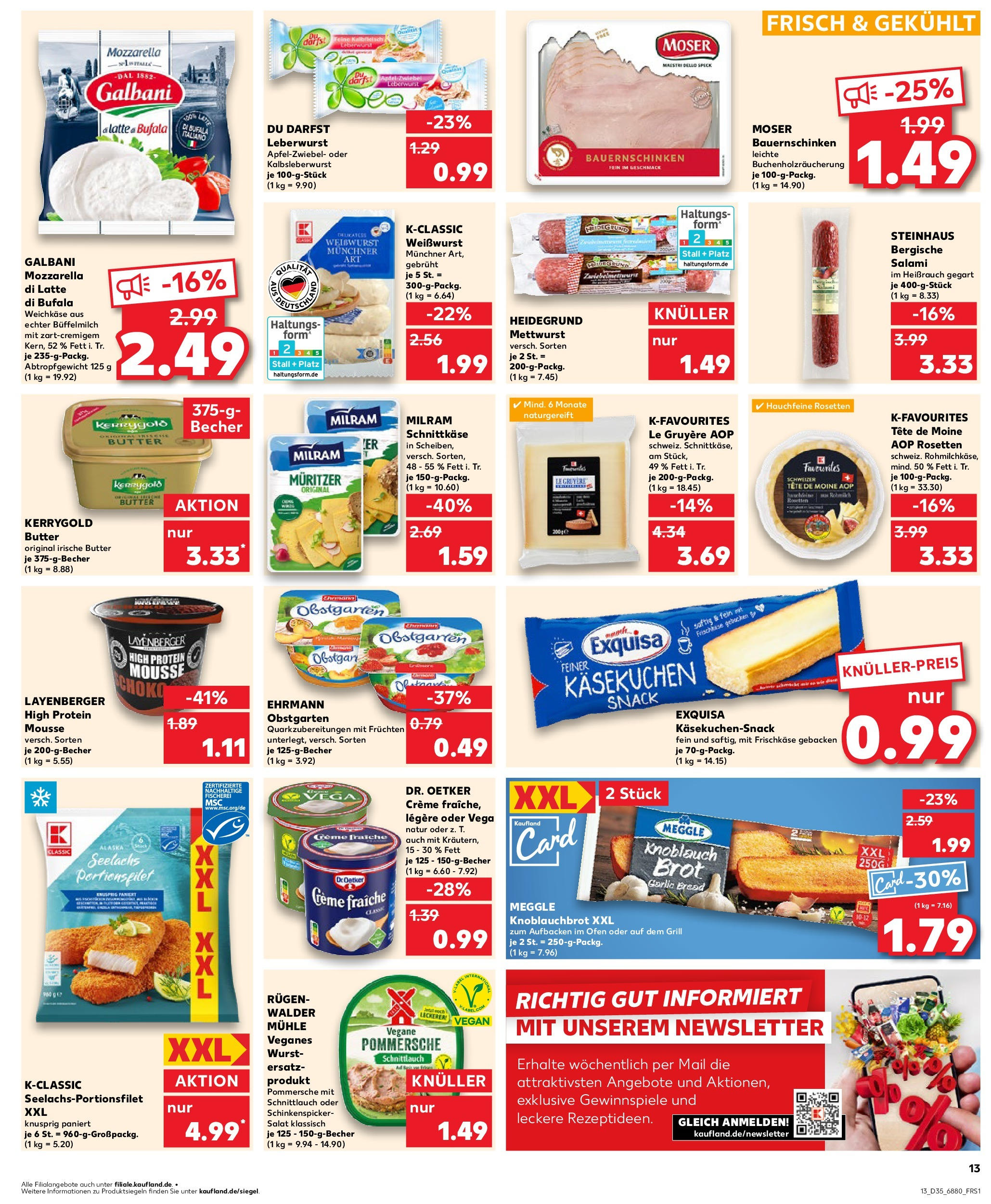 Prospekt Kaufland ab 28.08.2025 » Angebote und Werbung Online | Seite: 13 | Produkte: Mozzarella, Weißwurst, Exquisa, Kerrygold butter Prospekt Kaufland ab 28.08.2025 » Angebote Online zum Blättern | Seite: 13 | Produkte: Mozzarella, Weißwurst, Exquisa, Kerrygold butter