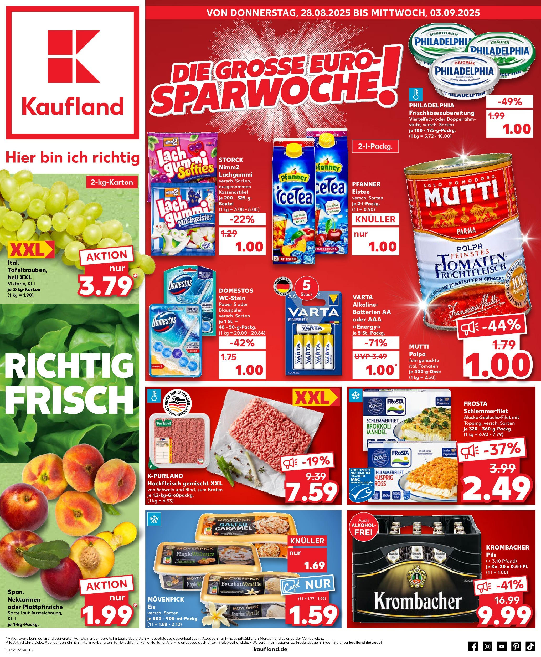 Prospekt Kaufland ab 27.08.2025 » Angebote und Werbung Online | Seite: 1 | Produkte: Nektarinen, Movenpick eis, Krombacher, Eis Prospekt Kaufland ab 27.08.2025 » Angebote Online zum Blättern | Seite: 1 | Produkte: Nektarinen, Movenpick eis, Krombacher, Eis