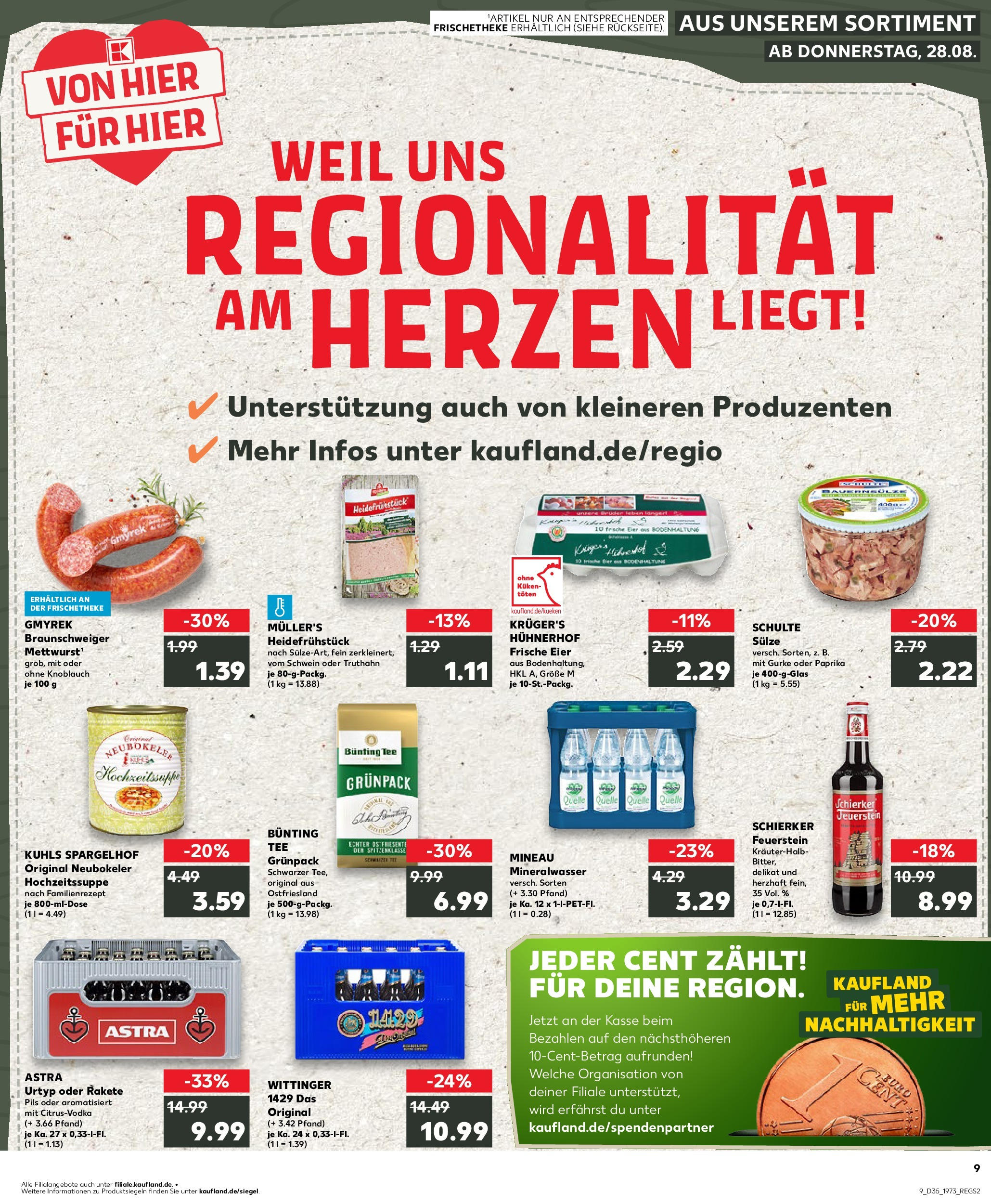 Prospekt Kaufland ab 28.08.2025 » Angebote Online zum Blättern | Seite: 9 | Produkte: Eier, Astra, Mineralwasser, Tee