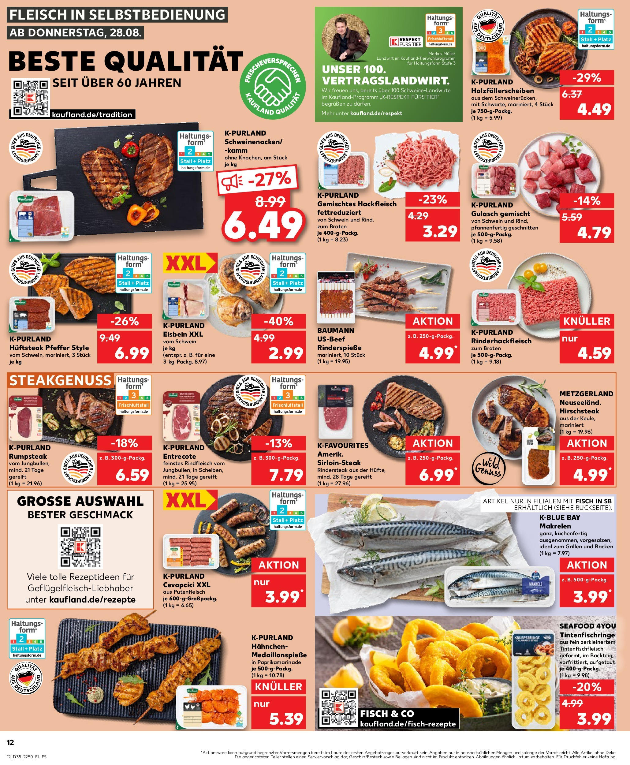 Prospekt Kaufland ab 28.08.2025 » Angebote und Werbung Online | Seite: 12 | Produkte: Hahnchen, Cevapcici, Fleisch, Hackfleisch Prospekt Kaufland ab 28.08.2025 » Angebote Online zum Blättern | Seite: 12 | Produkte: Hahnchen, Cevapcici, Fleisch, Hackfleisch
