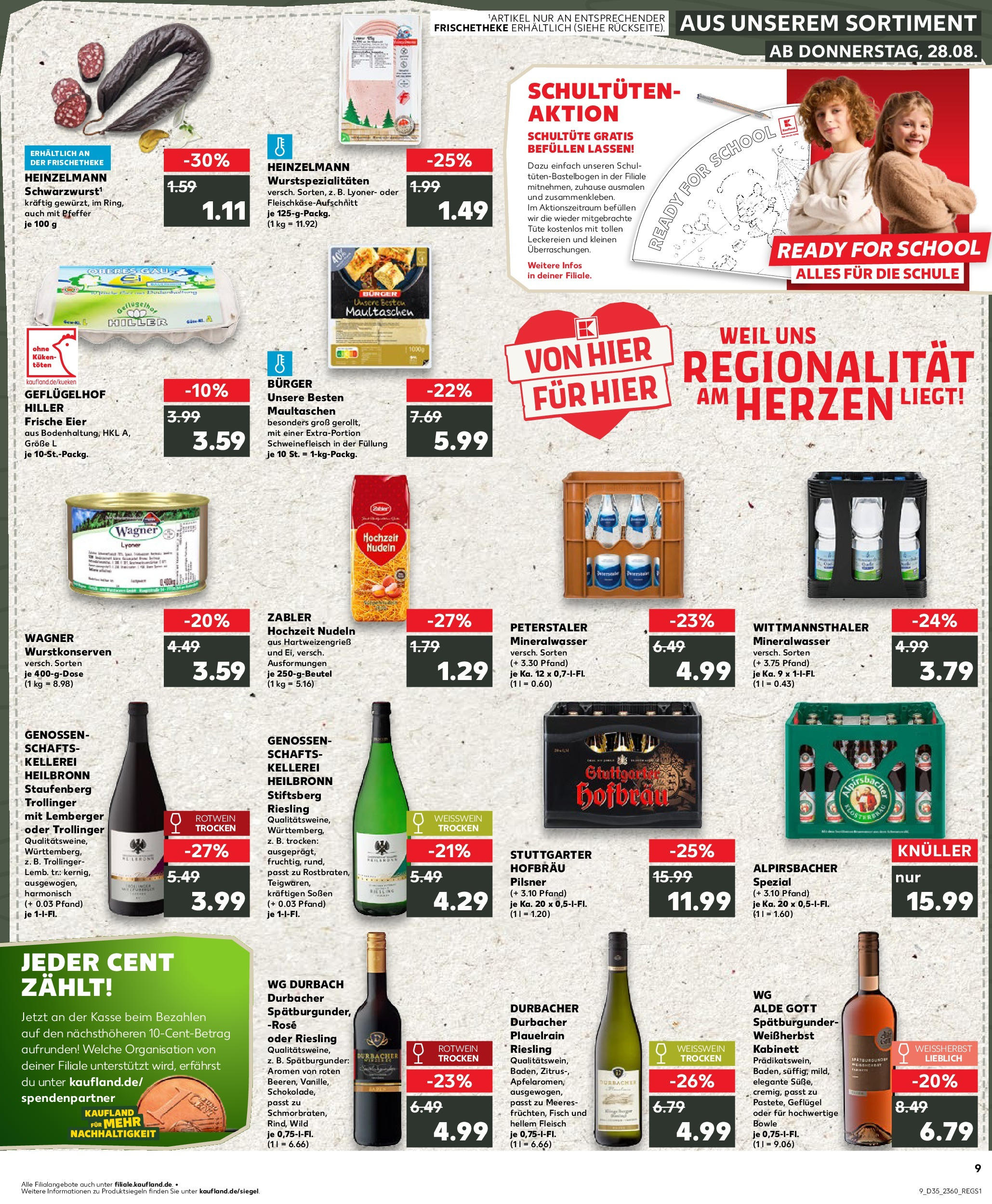 Prospekt Kaufland ab 28.08.2025 » Angebote Online zum Blättern | Seite: 1 | Produkte: Rotwein, Nudeln, Maultaschen, Fleisch