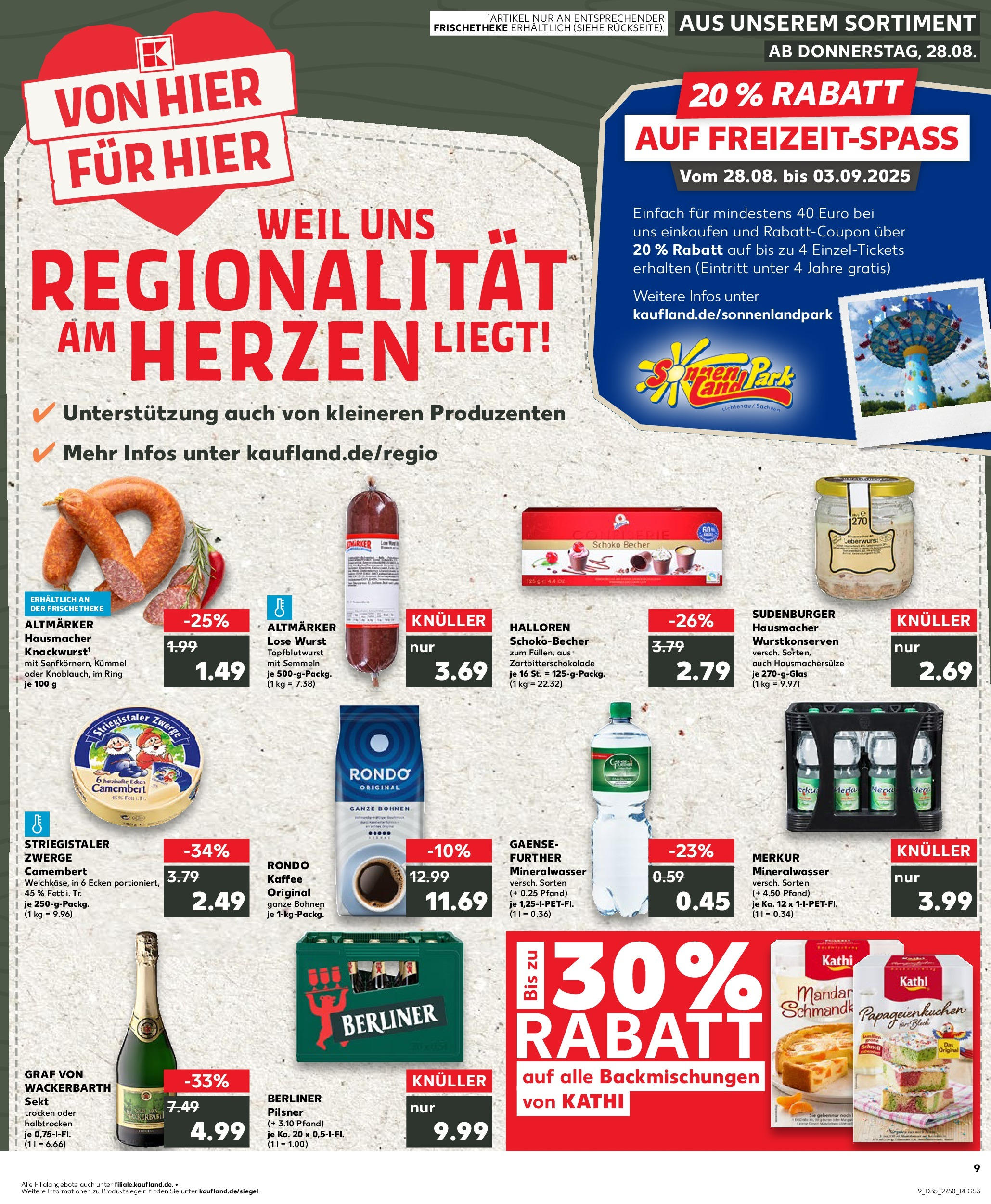 Prospekt Kaufland ab 28.08.2025 » Angebote und Werbung Online | Seite: 9 | Produkte: Berliner, Kaffee, Wurst, Berliner pilsner Prospekt Kaufland ab 28.08.2025 » Angebote Online zum Blättern | Seite: 9 | Produkte: Berliner, Kaffee, Wurst, Berliner pilsner