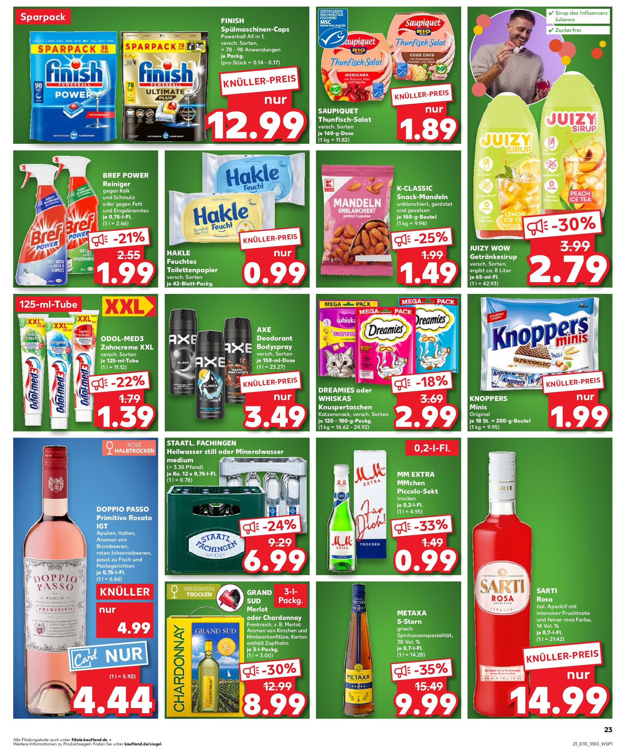 Prospekt Kaufland ab 27.08.2025 » Angebote und Werbung Online | Seite: 23 | Produkte: Merlot, Doppio Passo, Salat, Feuchtes Toilettenpapier Prospekt Kaufland ab 27.08.2025 » Angebote Online zum Blättern | Seite: 23 | Produkte: Merlot, Doppio Passo, Salat, Feuchtes Toilettenpapier